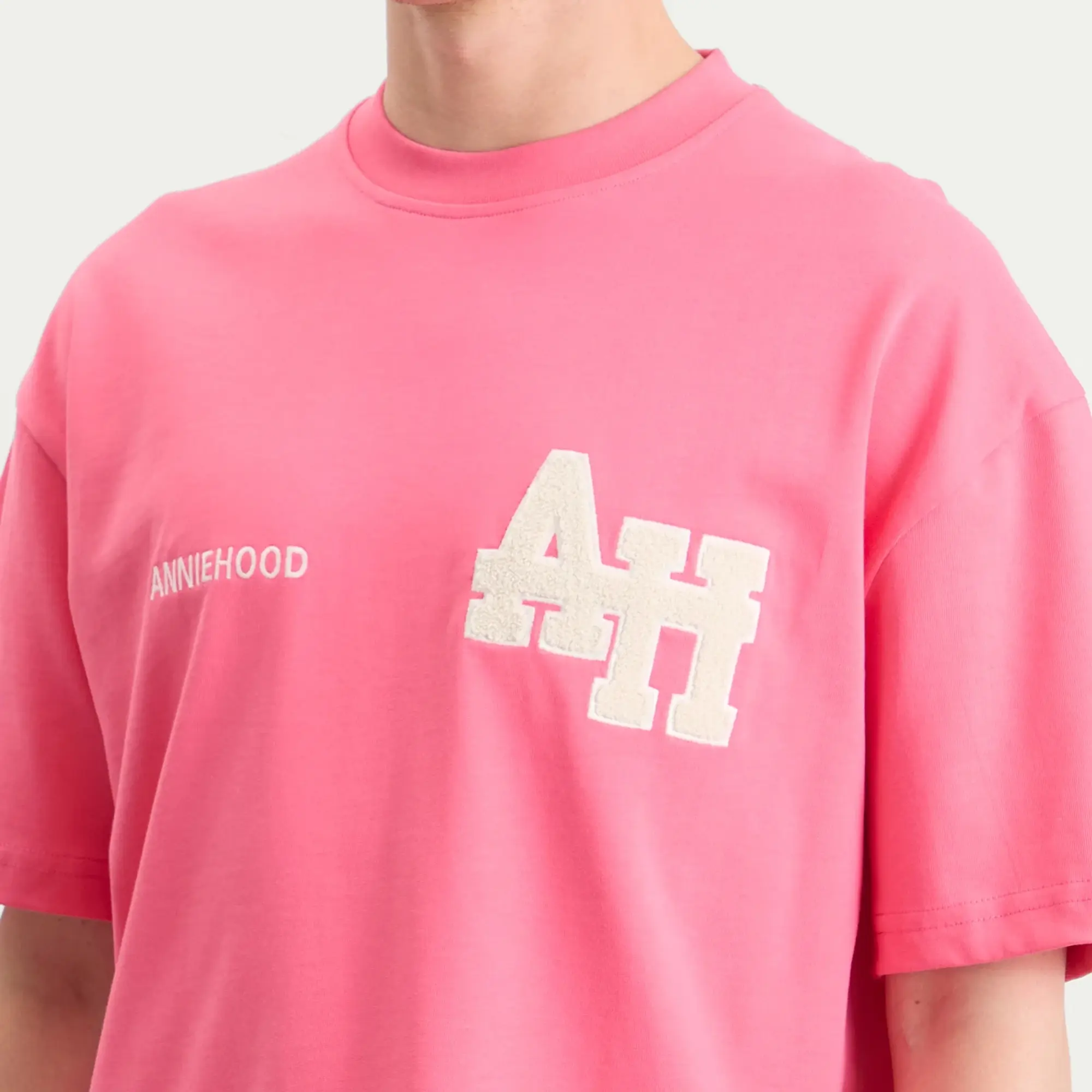 ANNIE HOOD Men's College T-Shirt Pink/White