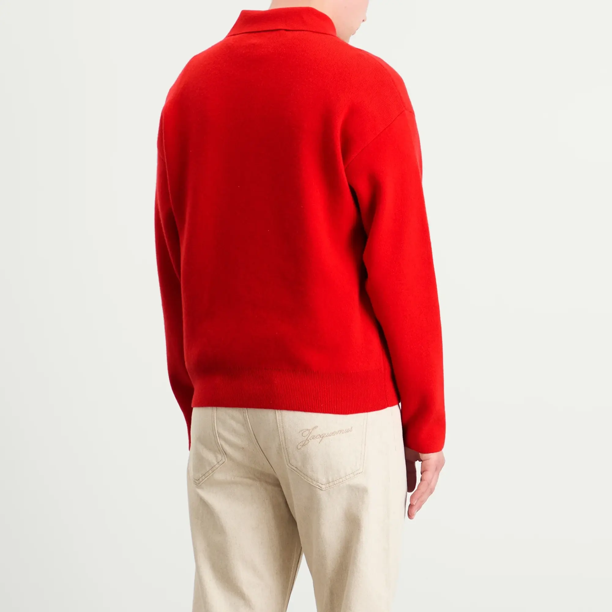 Jacquemus Men's Wool Cashmere Knitted Polo Red