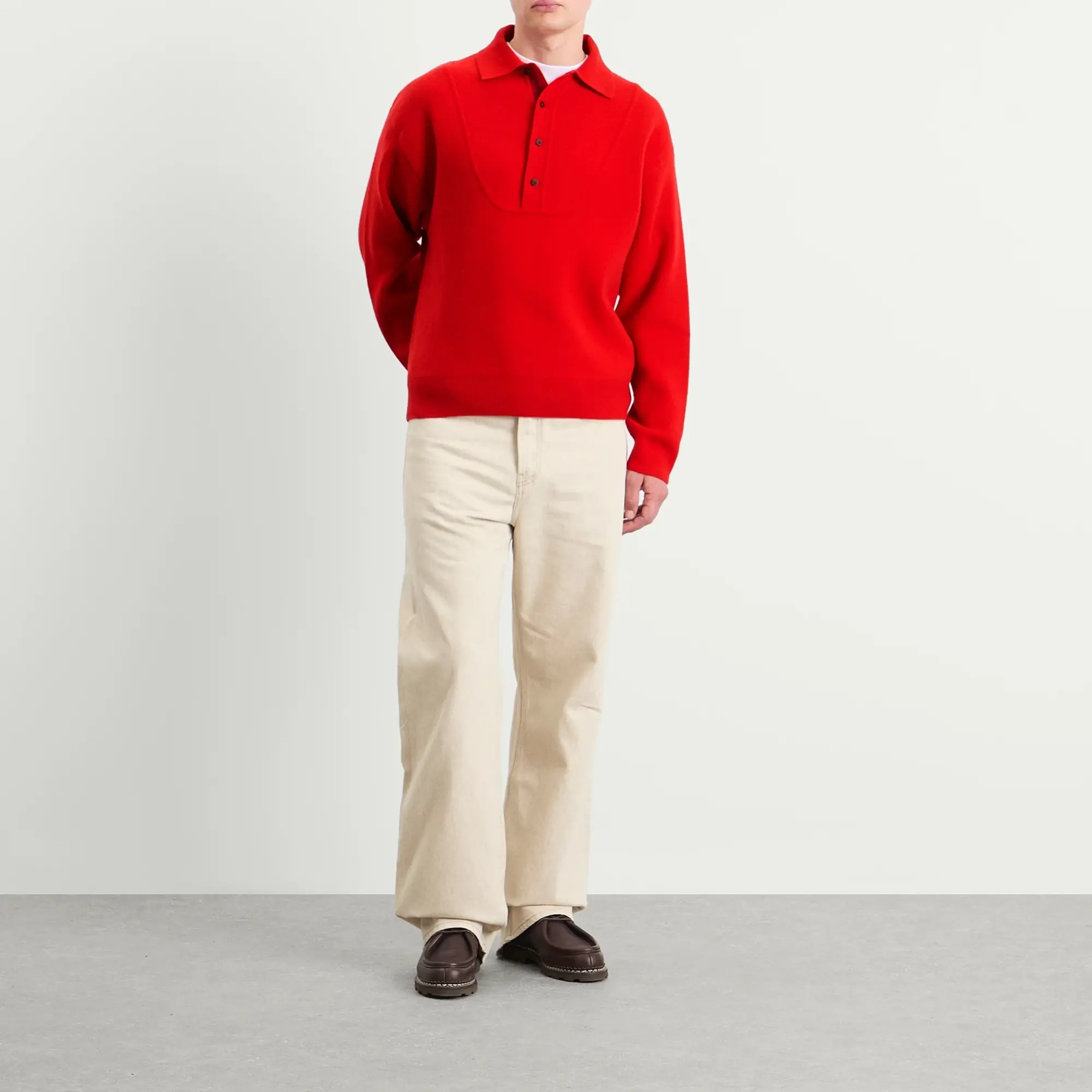 Jacquemus Men's Wool Cashmere Knitted Polo Red