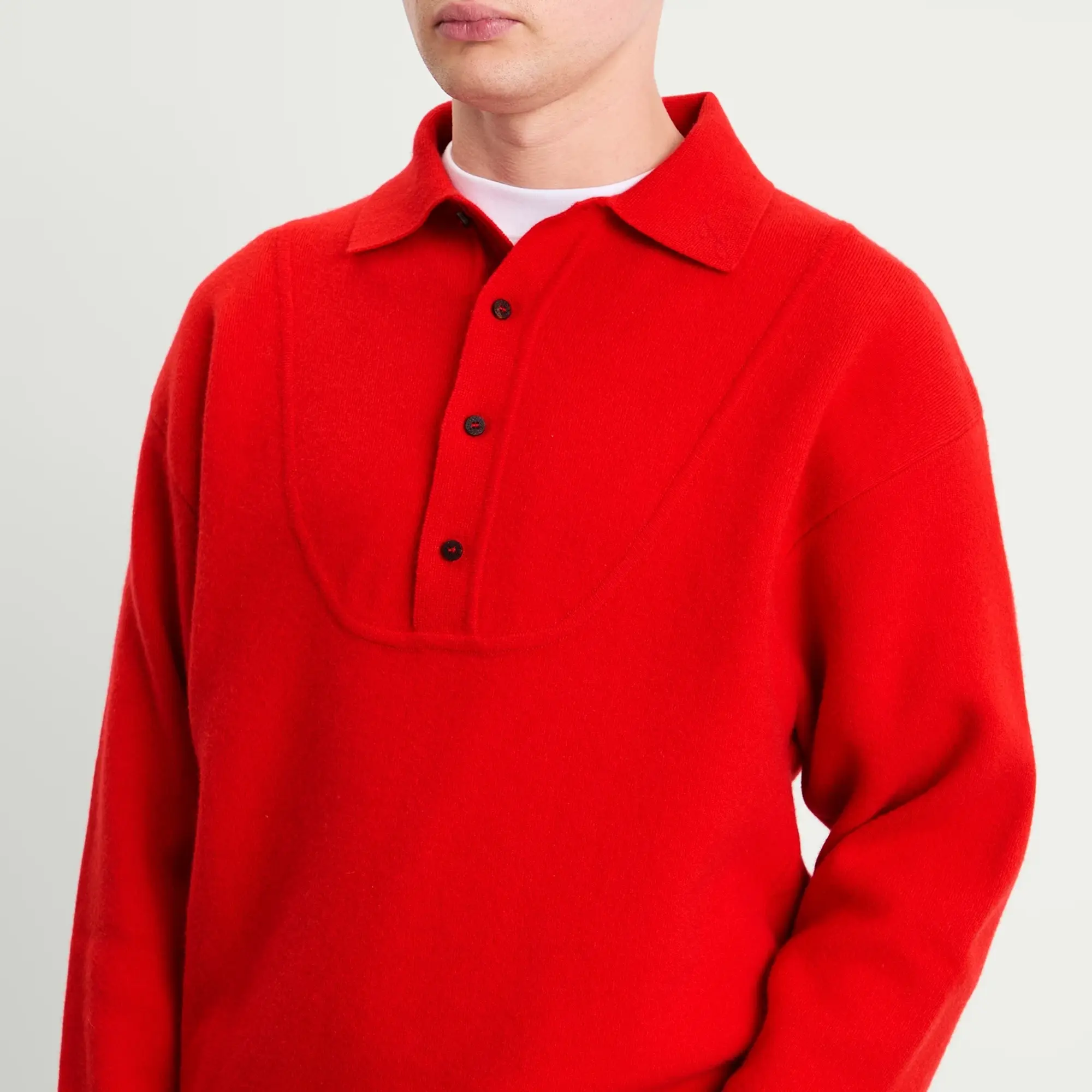 Jacquemus Men's Wool Cashmere Knitted Polo Red