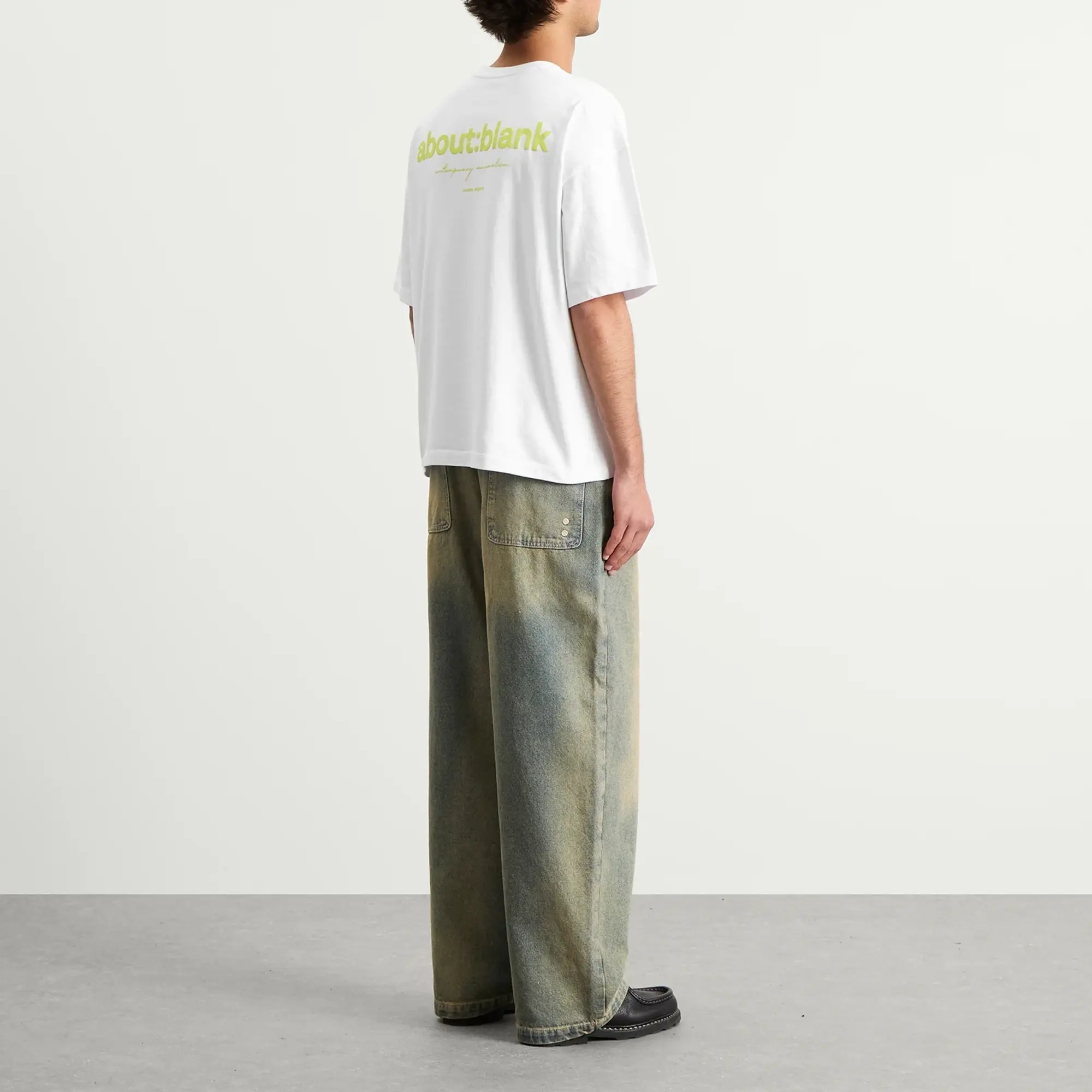about:blank Men's Box Logo T-Shirt White/Lime
