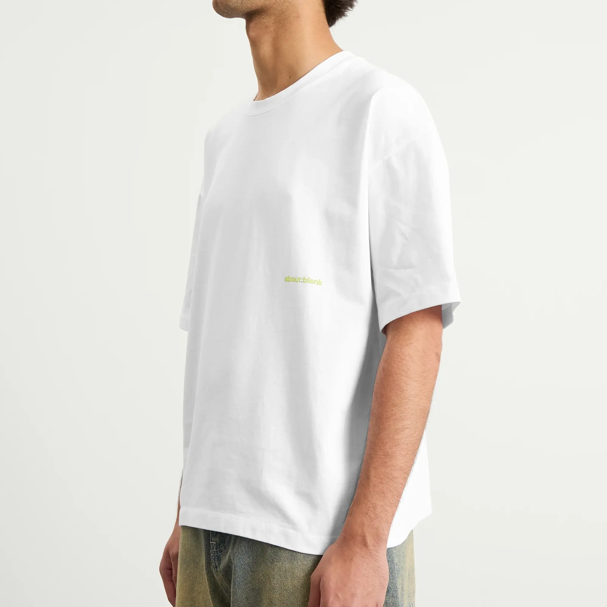 about:blank Men's Box Logo T-Shirt White/Lime