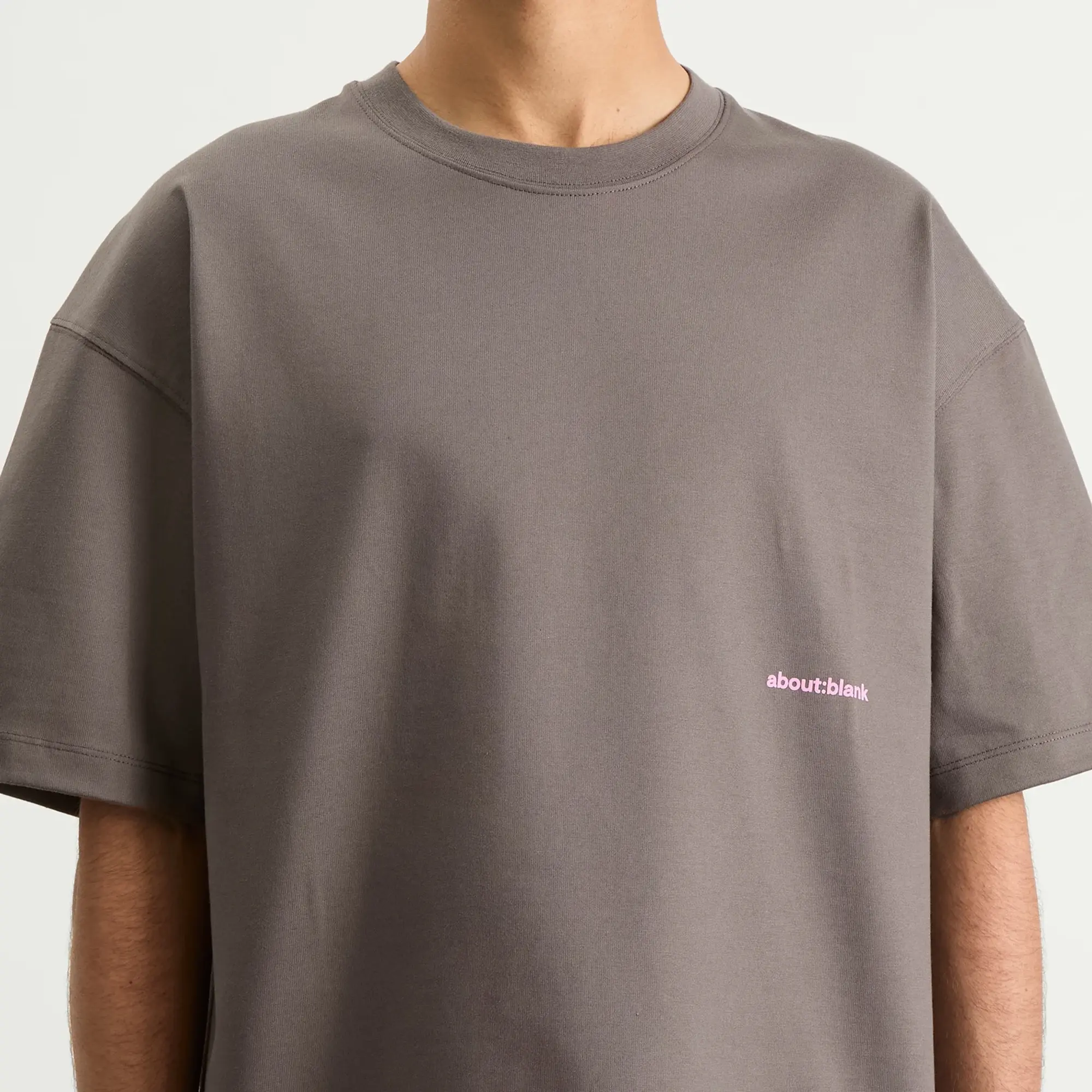 about:blank Men's Box Logo T-Shirt Charcoal/Pink