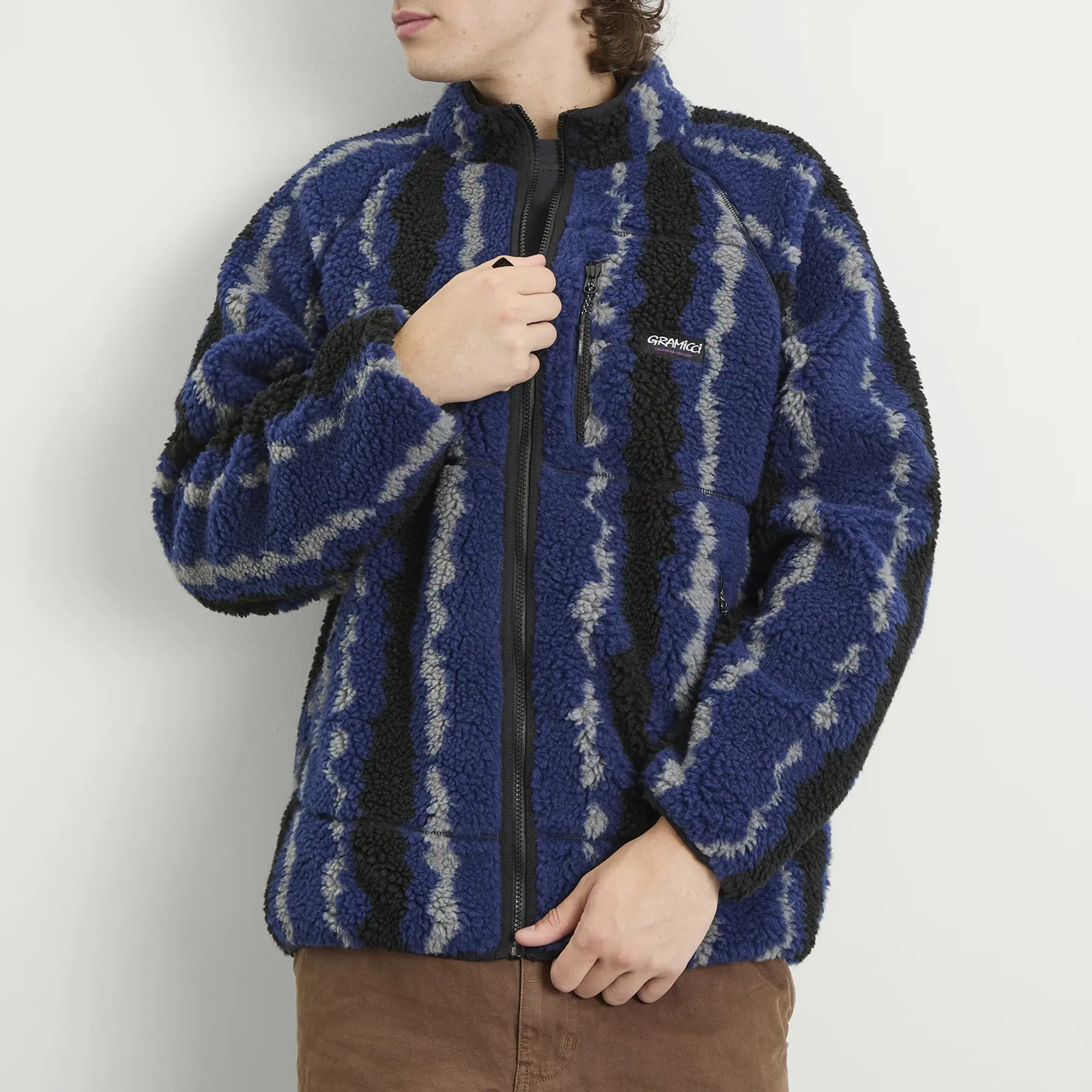 Gramicci Men's Ripple Sherpa Jacket Navy Ripple