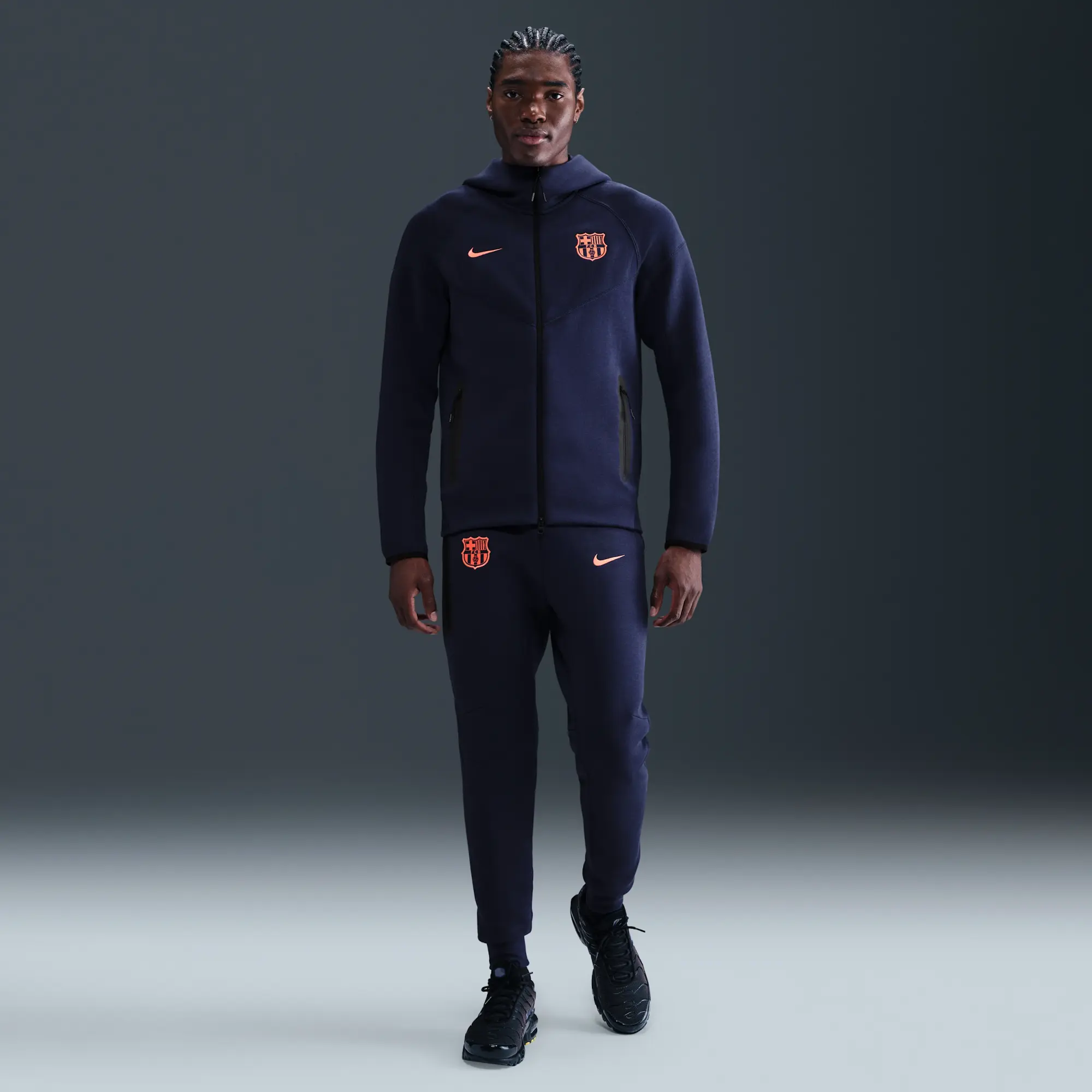F.C. Barcelona Tech Windrunner Men's Nike Total 90 Football Fleece Hoodie - Blue - Cotton/Polyester