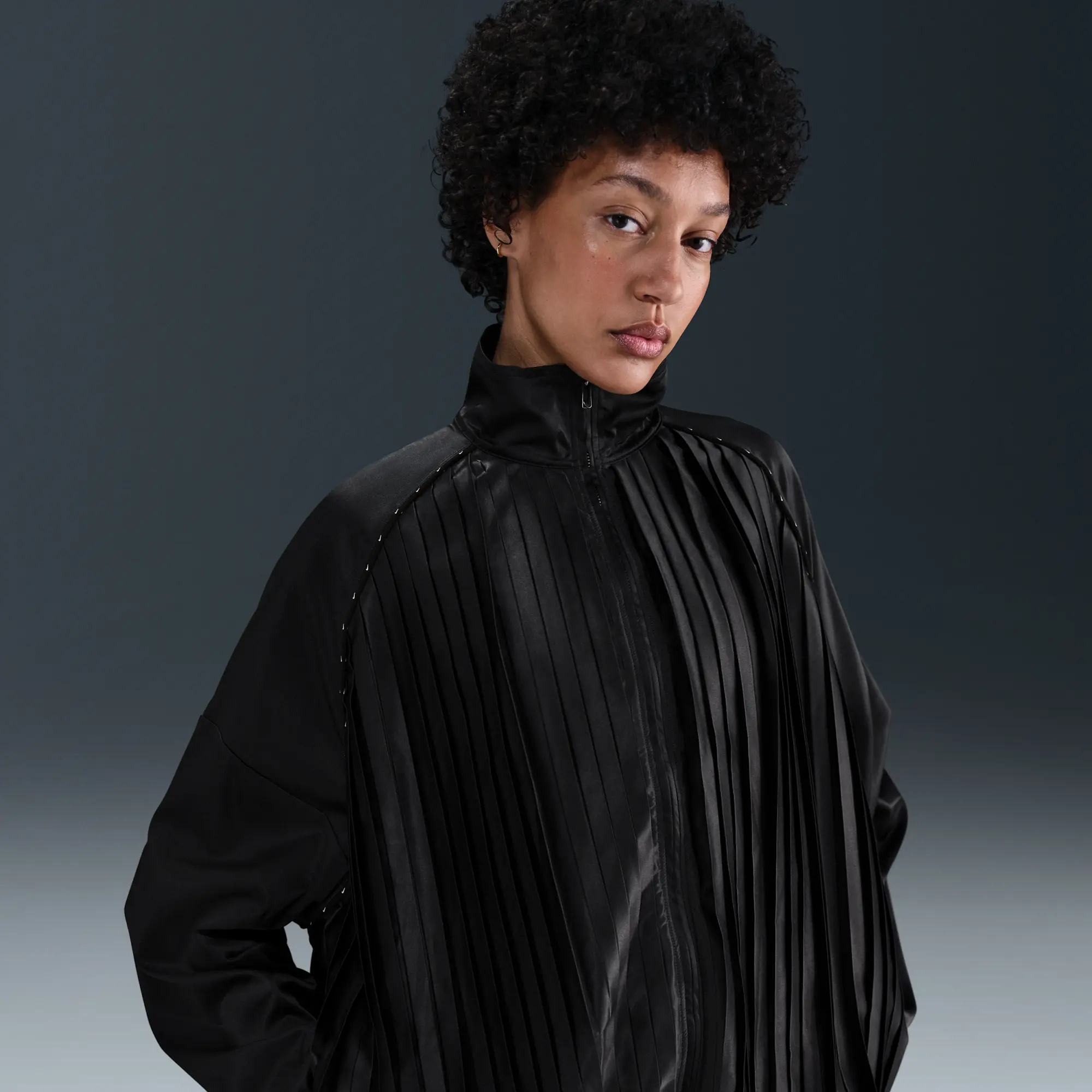 Nike Sportswear Collection Women's Pleated Tracksuit Jacket - Black - Polyester/Elastane