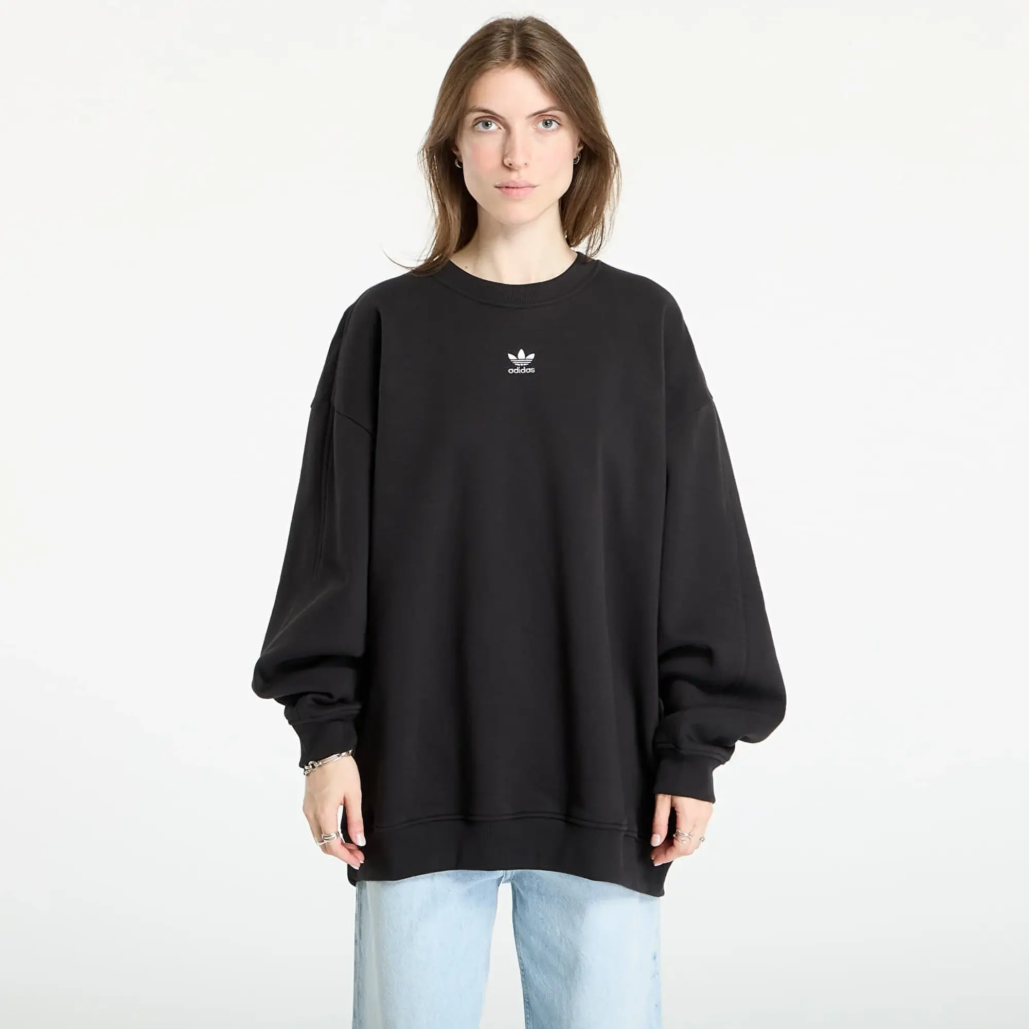 Sweatshirt Adidas Essentials Fleece Long Oversized Crew Sweatshirt Black L