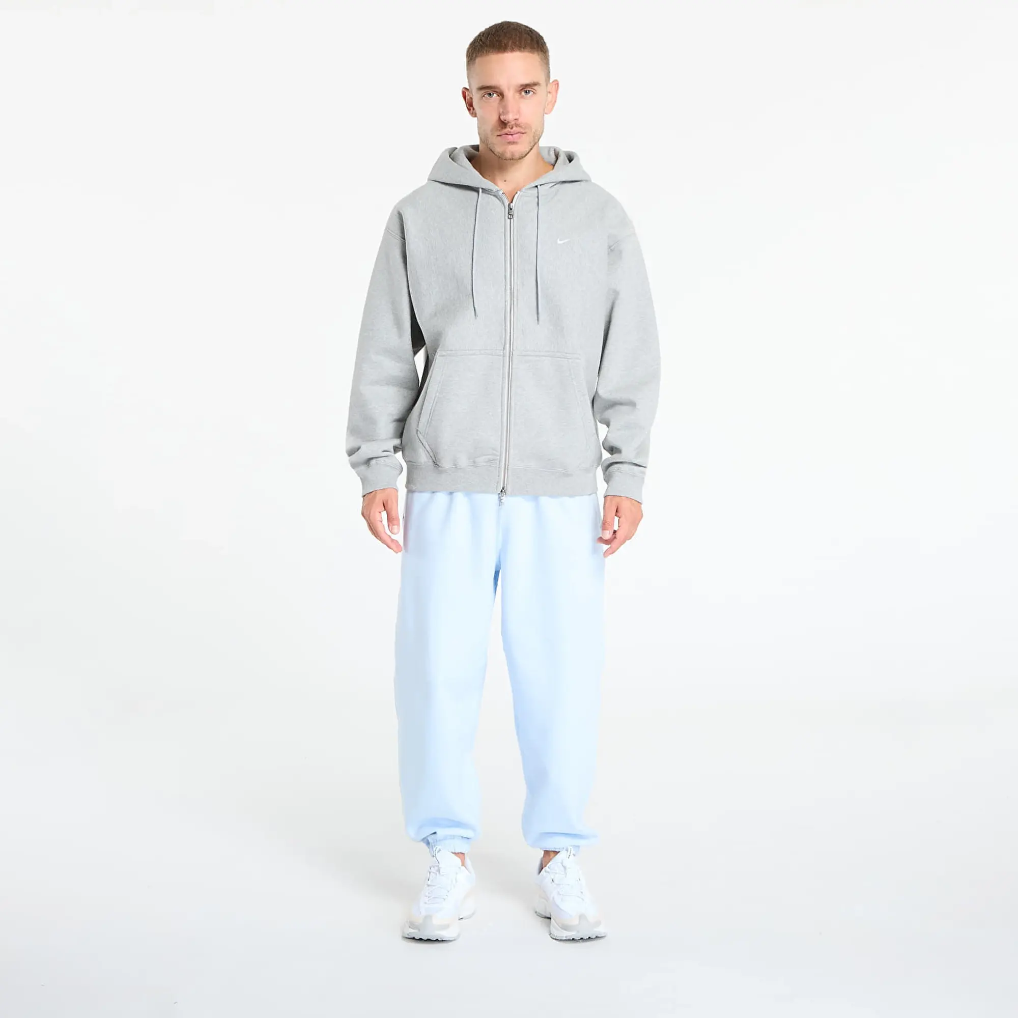Pants Nike Solo Swoosh Men's Cuffed Fleece Pants Celestine Blue/ Celestine Blue/ White S