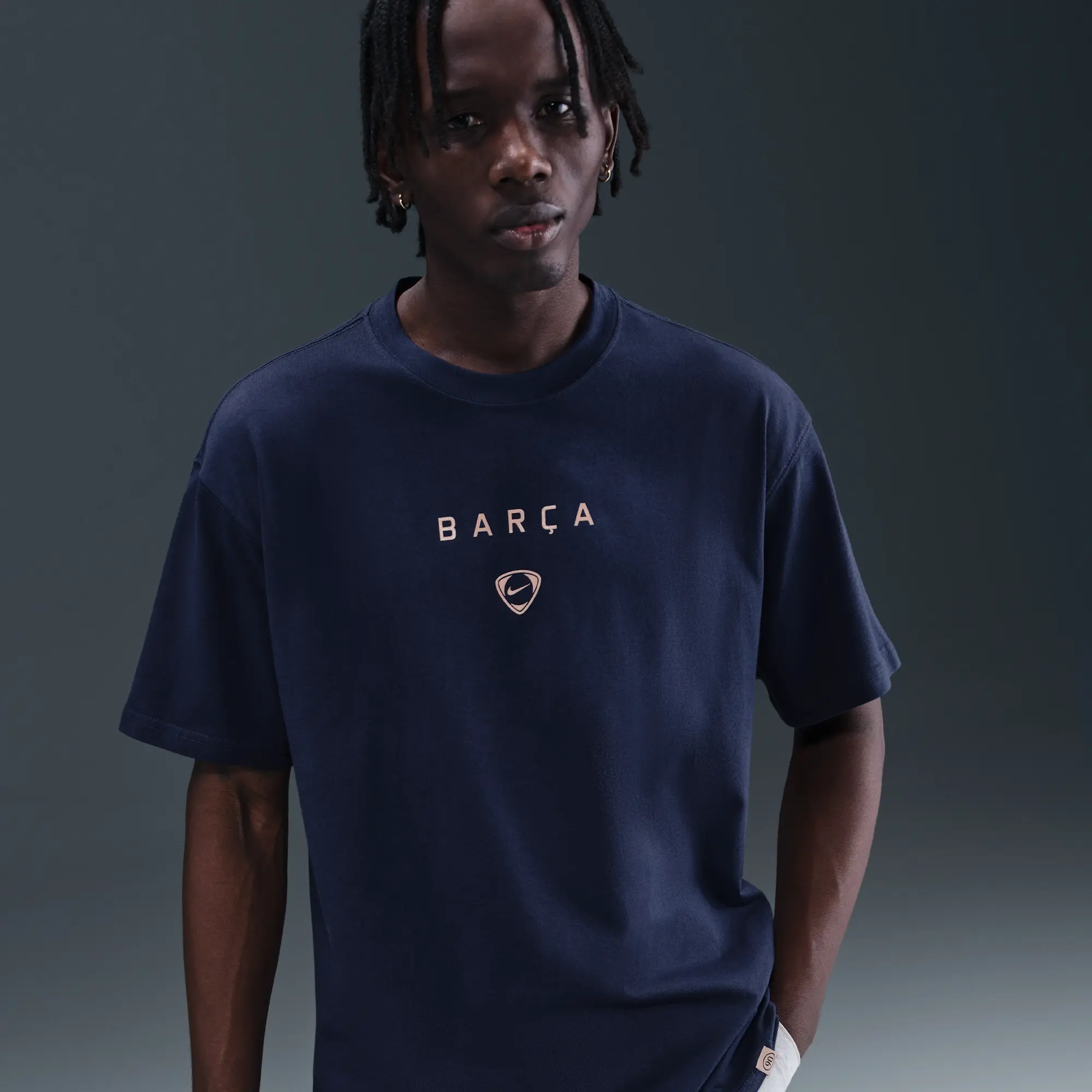 F.C. Barcelona Men's Nike Total 90 Football T-Shirt - Blue - Cotton