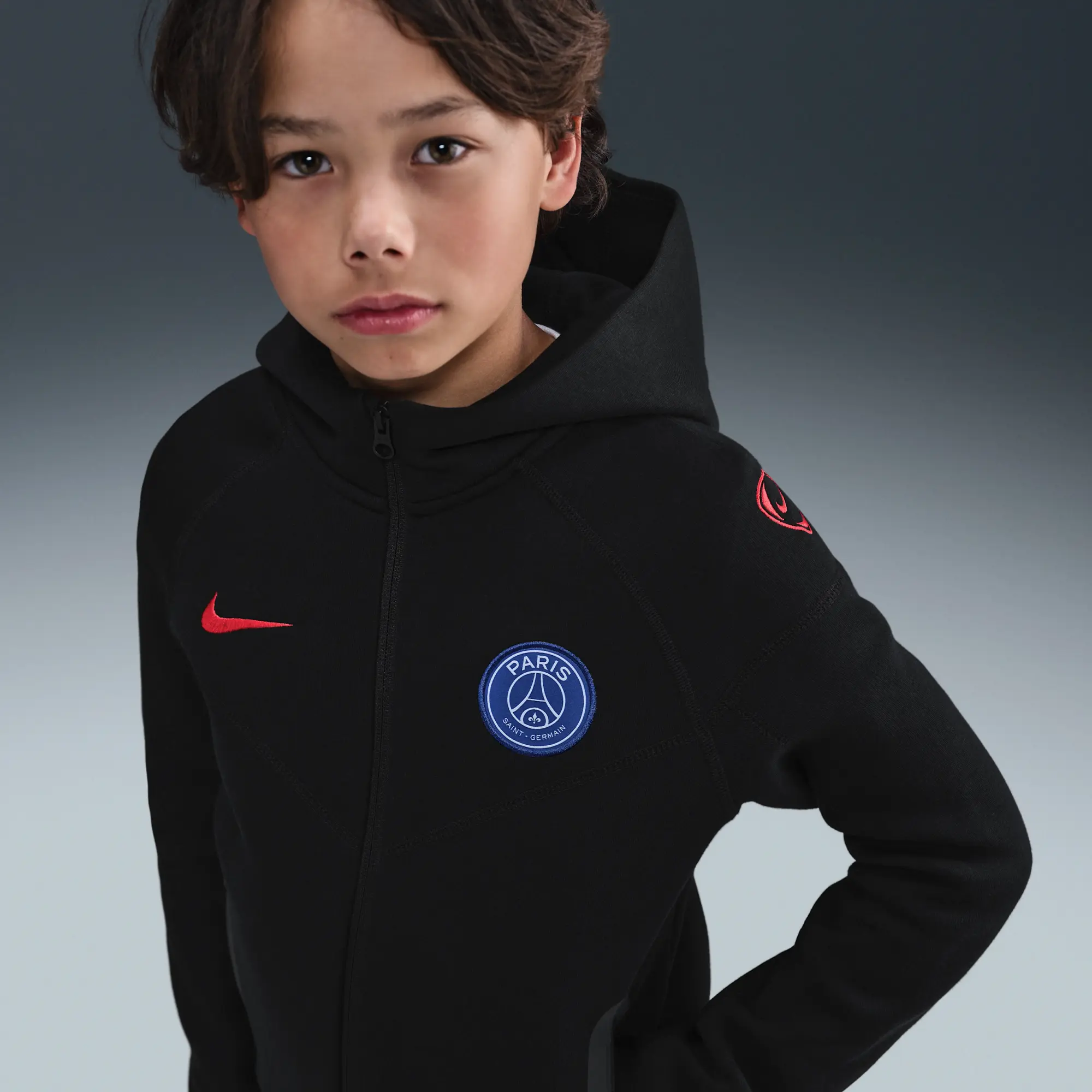 Paris Saint-Germain Tech Third Nike Total 90 Football Fleece Full-Zip Hoodie - Black - Fleece > Tech Fleece
