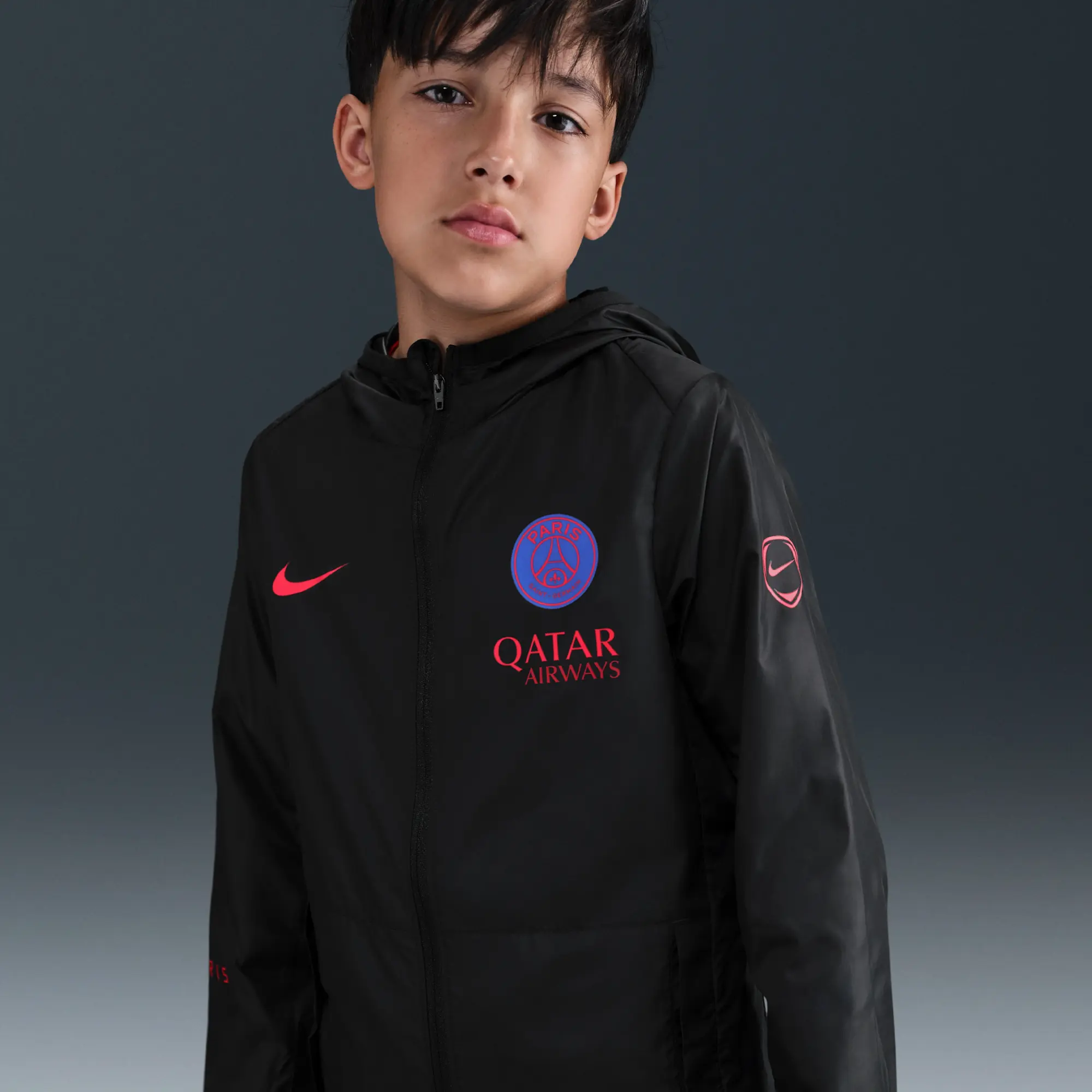 Paris Saint-Germain Academy Pro Third Nike Total 90 Football Hooded Rain Jacket - Black - Sustainable Materials