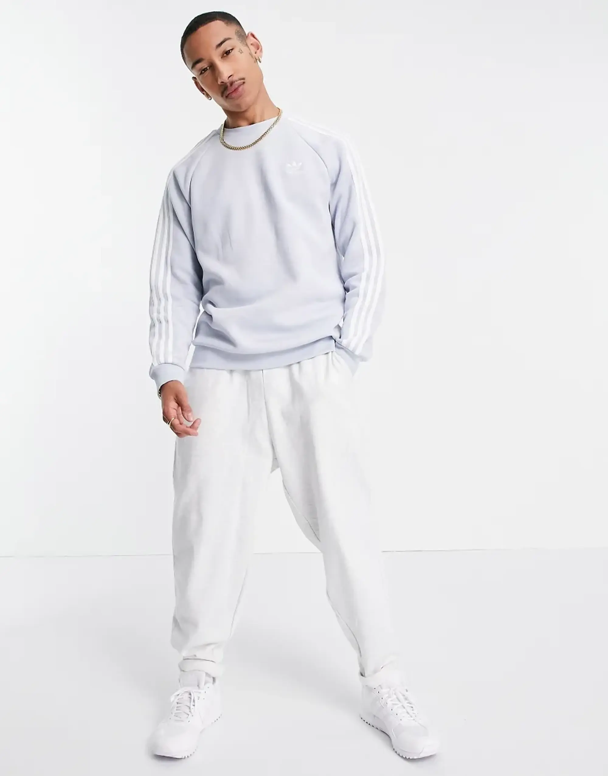Adidas Originals Adicolor Three Stripes Sweatshirt In Pale Blue