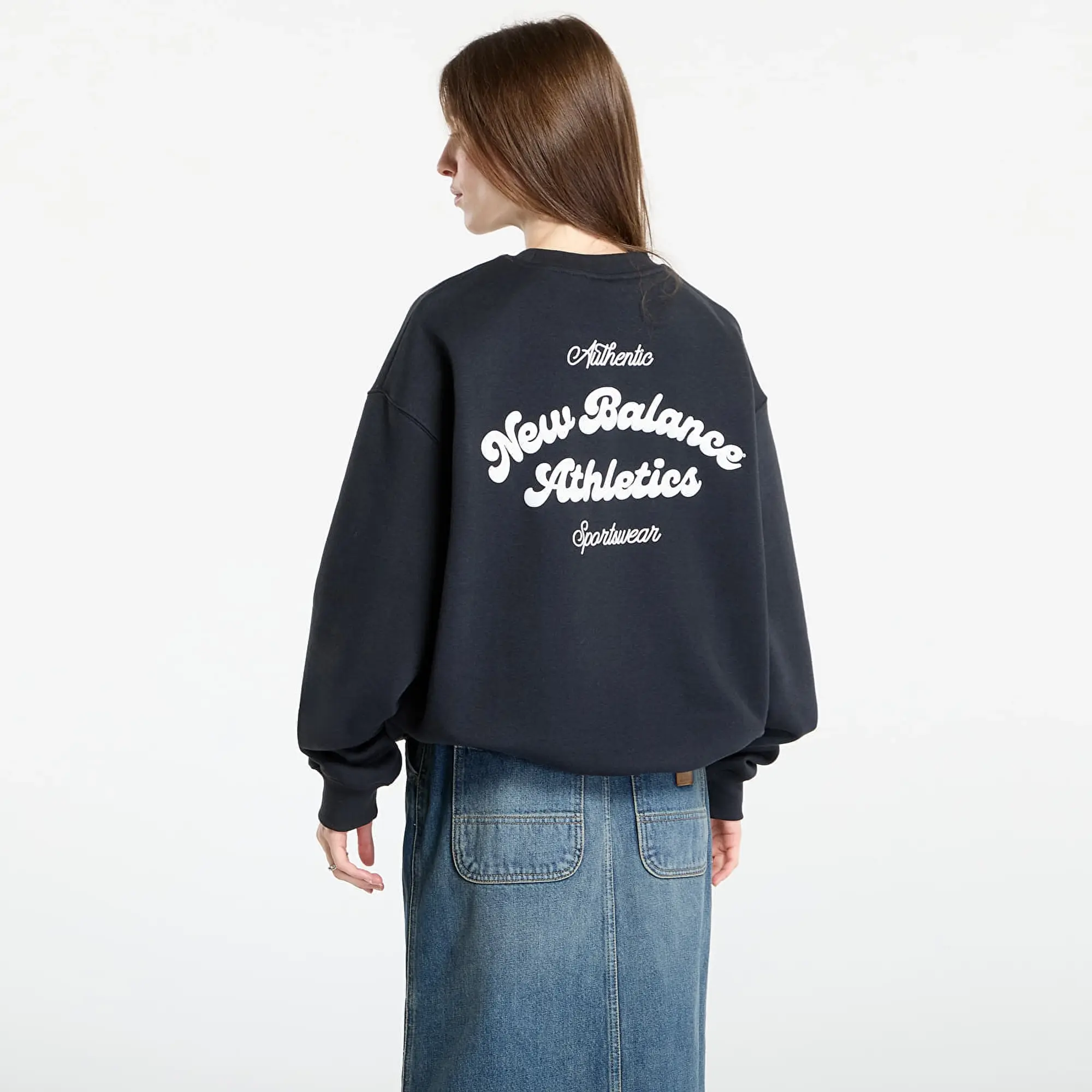 Sweatshirt New Balance Linear Heritage Fleece Crew Black L
