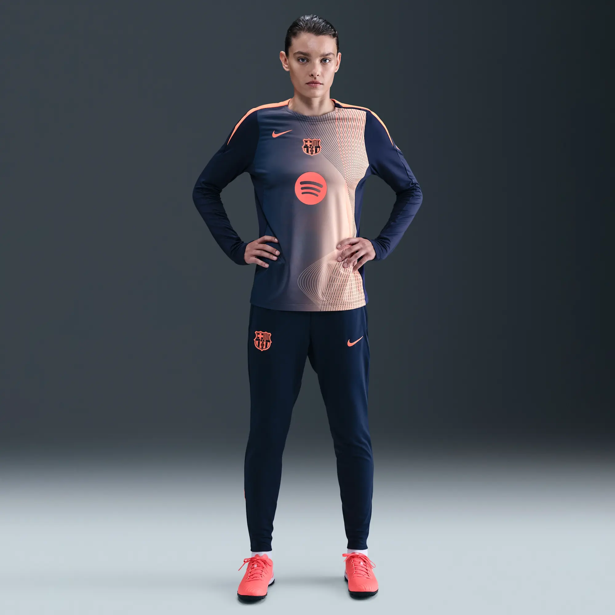 F.C. Barcelona Strike Third Women's Nike Dri-FIT Total 90 Football Pre-Match Crew-Neck Top - Blue - Polyester/Elastane