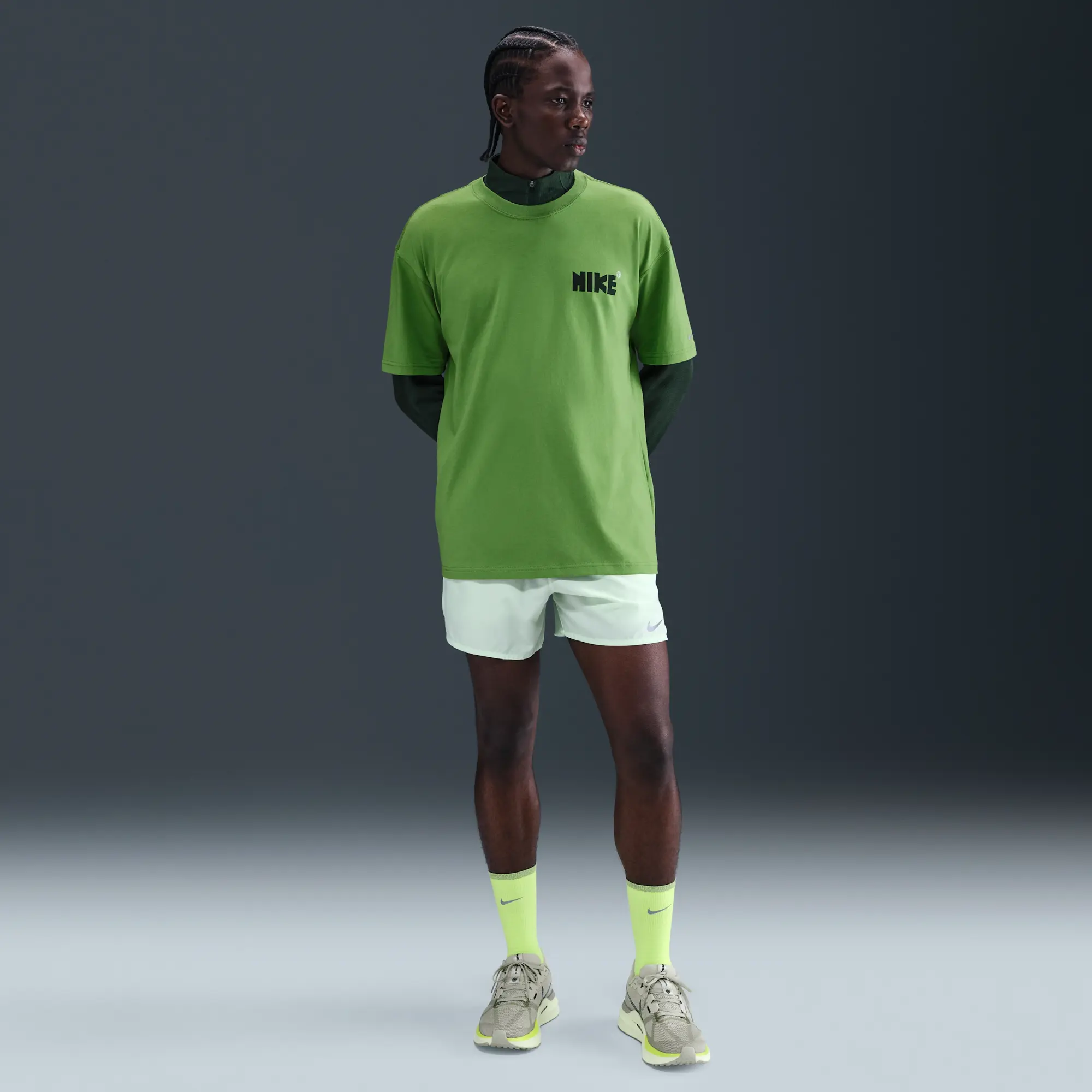 Nike Men's Running T-Shirt - Green - Cotton