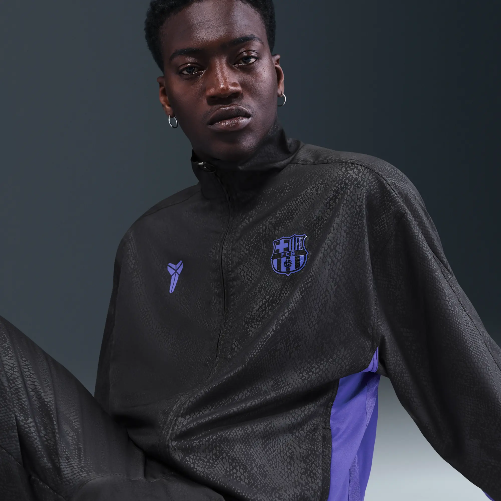 F.C. Barcelona Away Men's Kobe Football Graphic Tracksuit Jacket - Black - Polyester