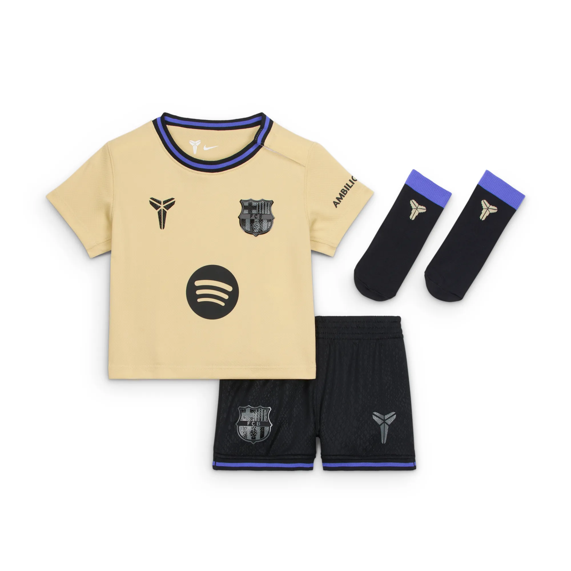 F.C. Barcelona 2025/26 Stadium Away Baby/Toddler Kobe Football Replica 3-Piece Kit - Brown - Polyester