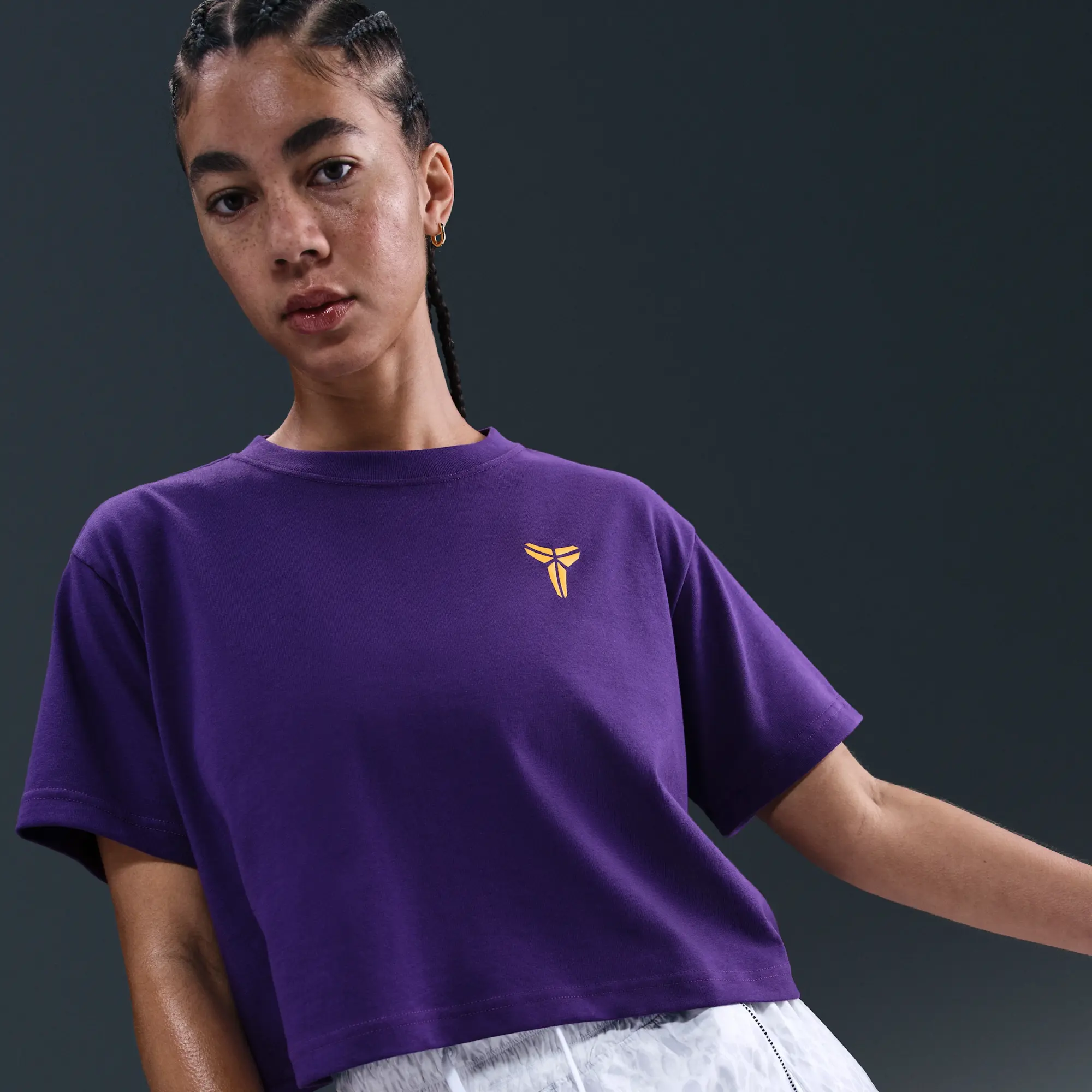 Nike Kobe Women's Dri-FIT Cropped Basketball T-Shirt - Purple - Polyester/Cotton