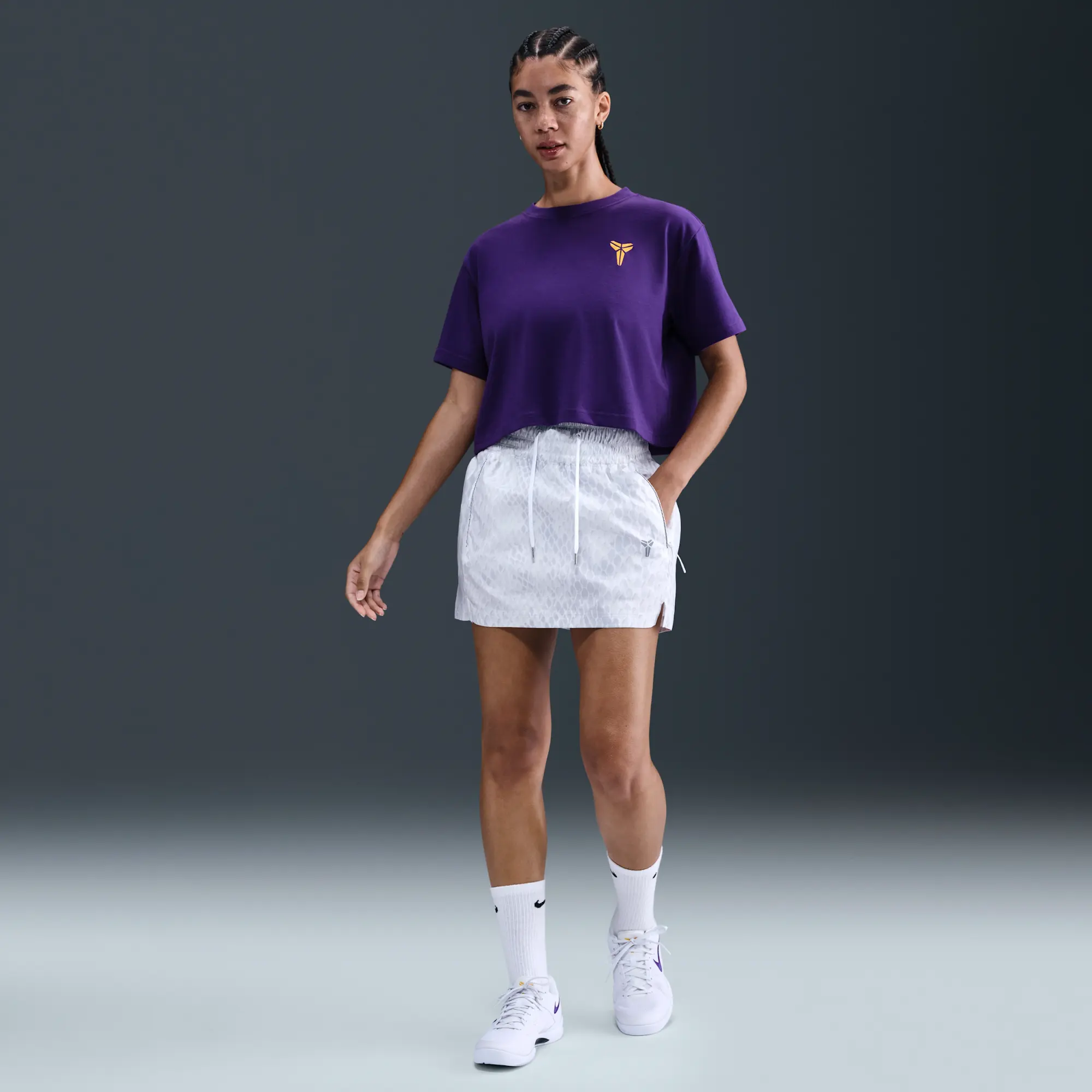 Nike Kobe Women's Dri-FIT Cropped Basketball T-Shirt - Purple - Polyester/Cotton