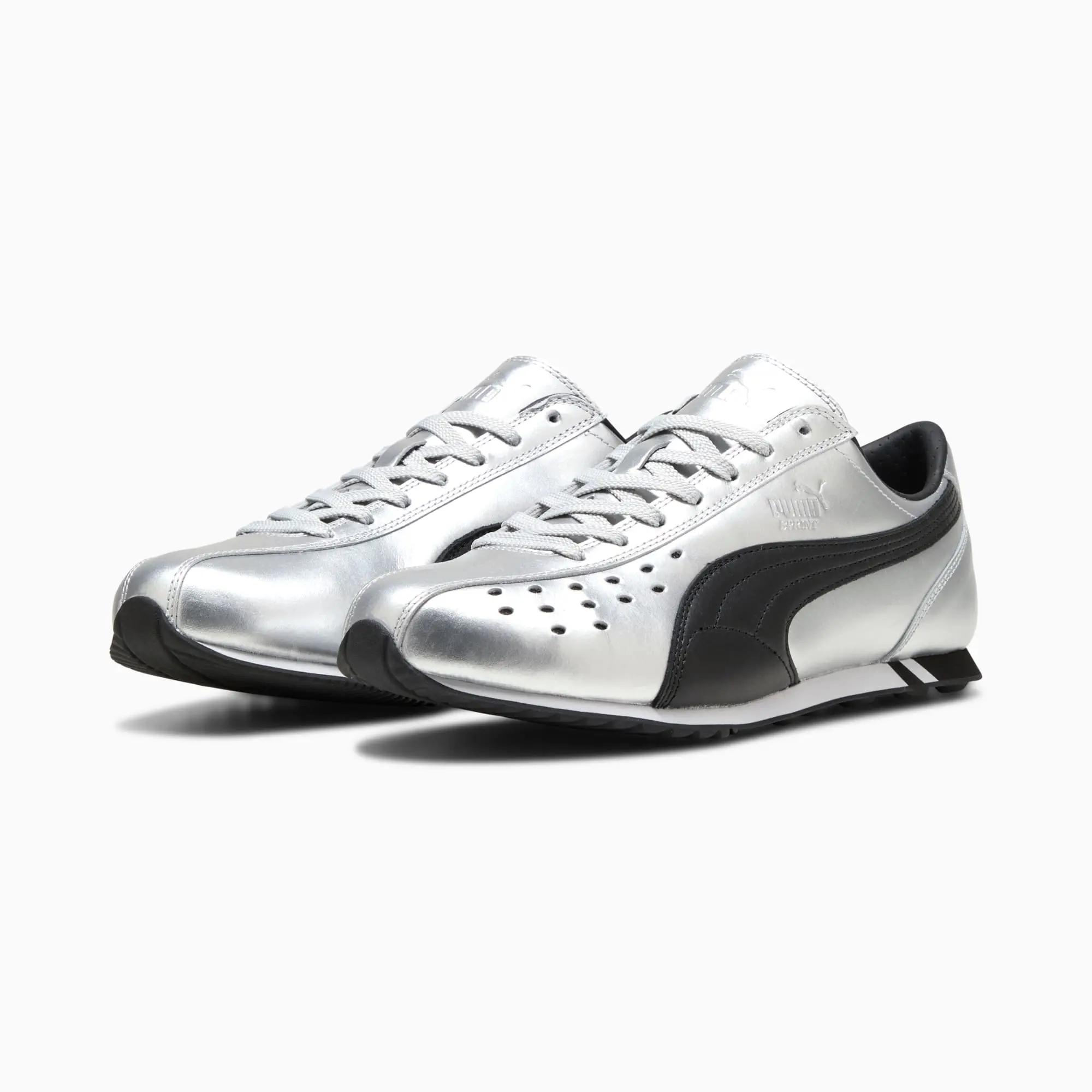 PUMA Sprint Metallic Sneakers Unisex, Silver/Black, size 10