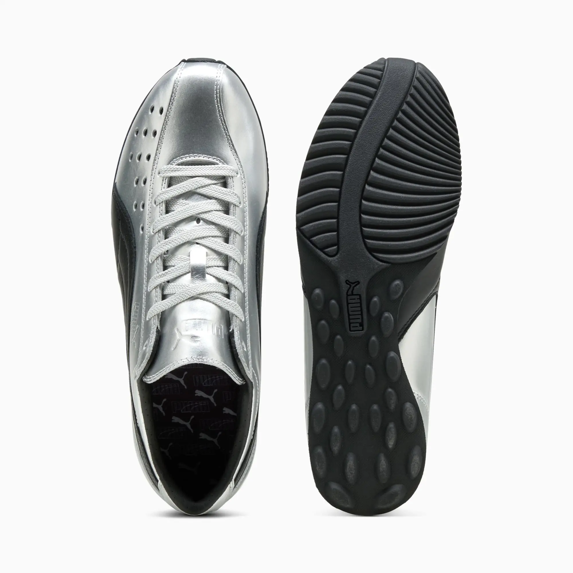 PUMA Sprint Metallic Sneakers Unisex, Silver/Black, size 10