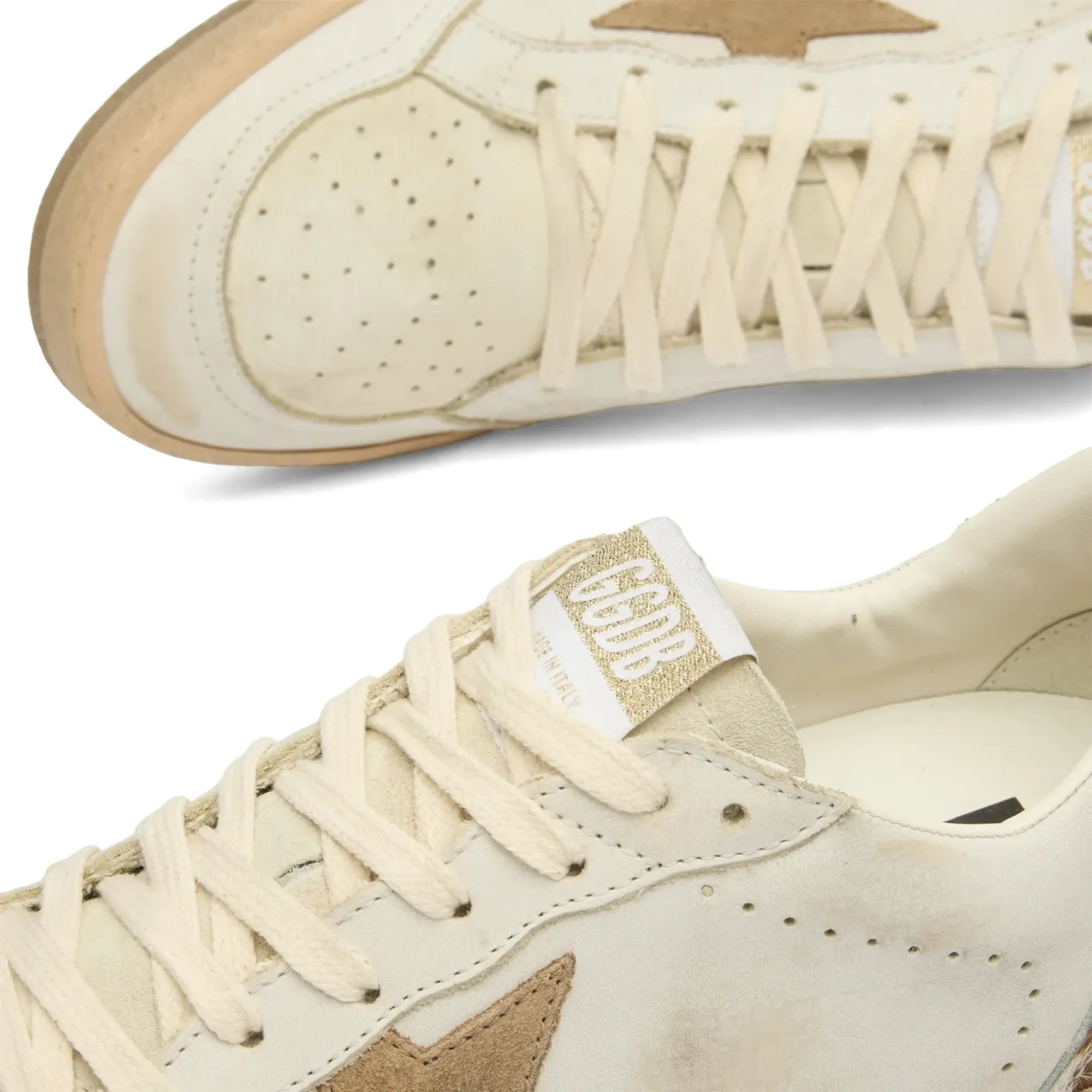 Golden Goose Women's Ballstar Sneaker White/Eggnog/Caramel