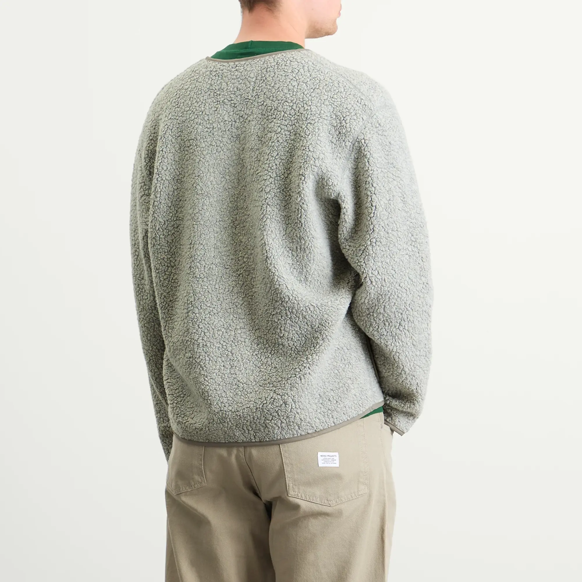Norse Projects Men's Otto Sherpa Wool Fleece Jacket Grey Melange
