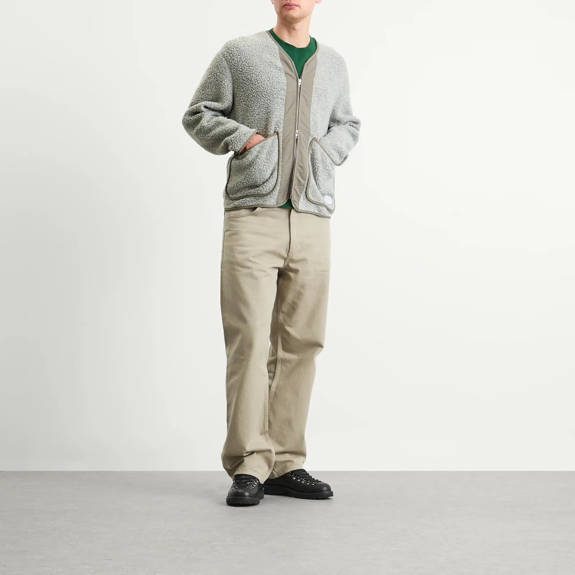 Norse Projects Men's Otto Sherpa Wool Fleece Jacket Grey Melange