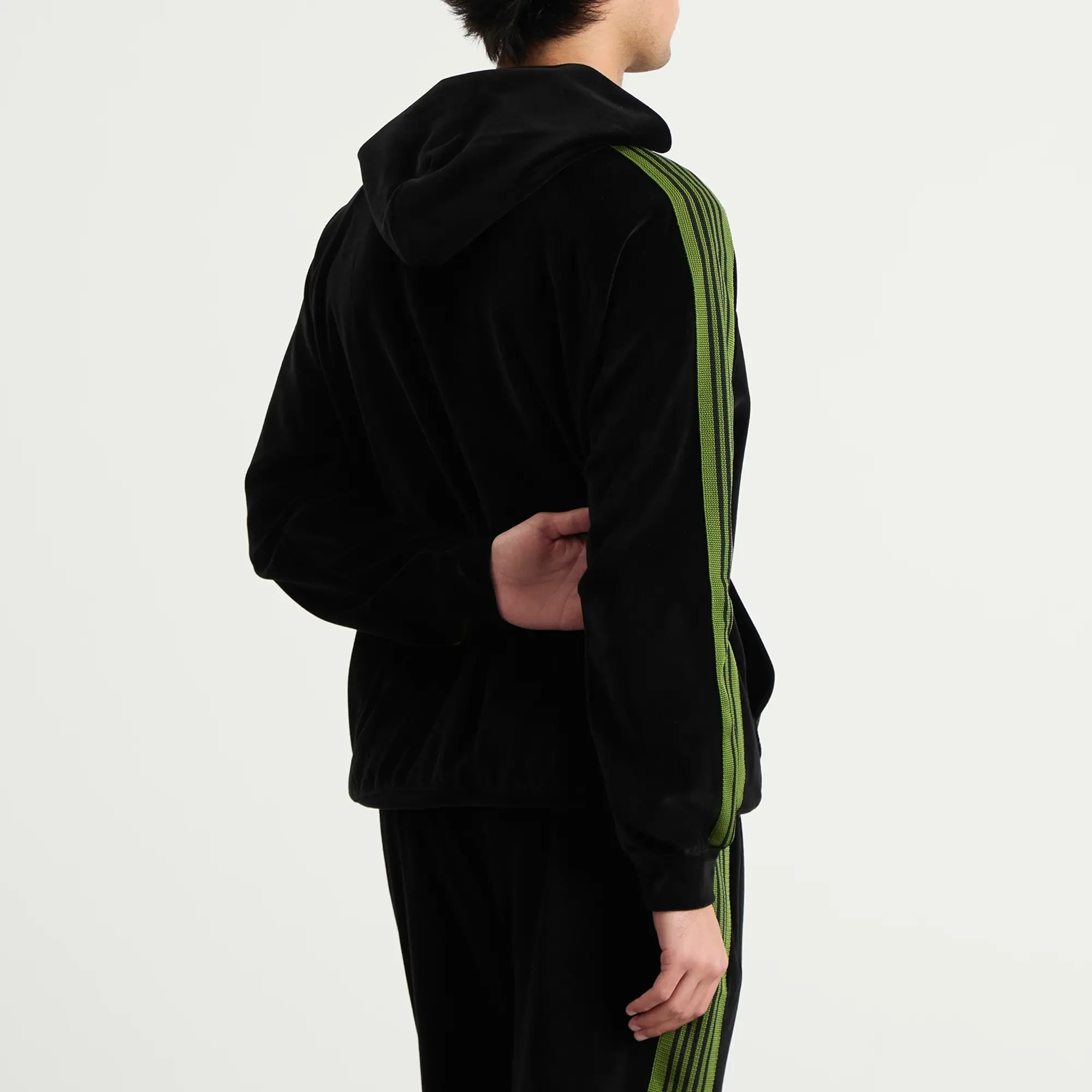 Needles Men's Velour Track Hoodie Black