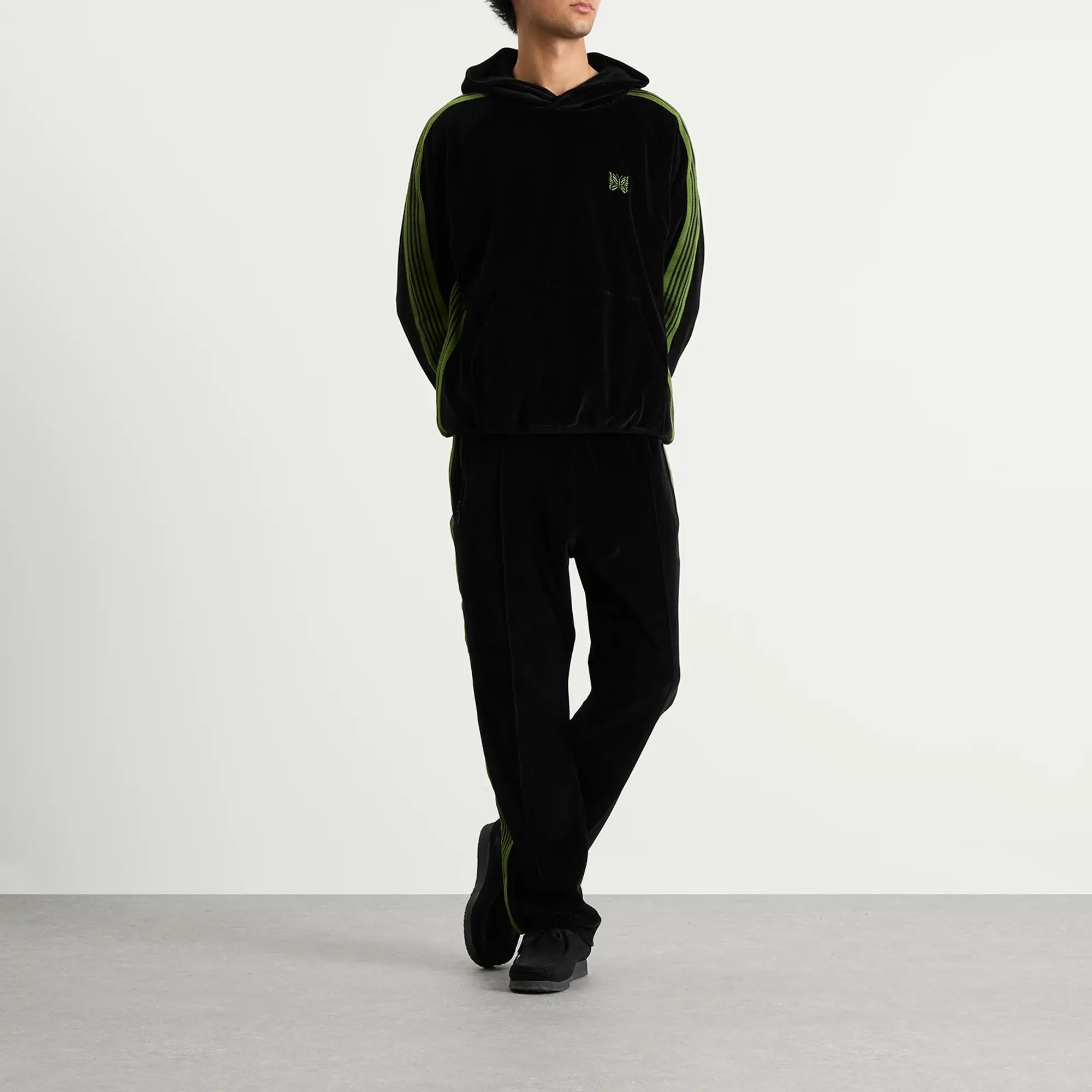 Needles Men's Velour Track Hoodie Black