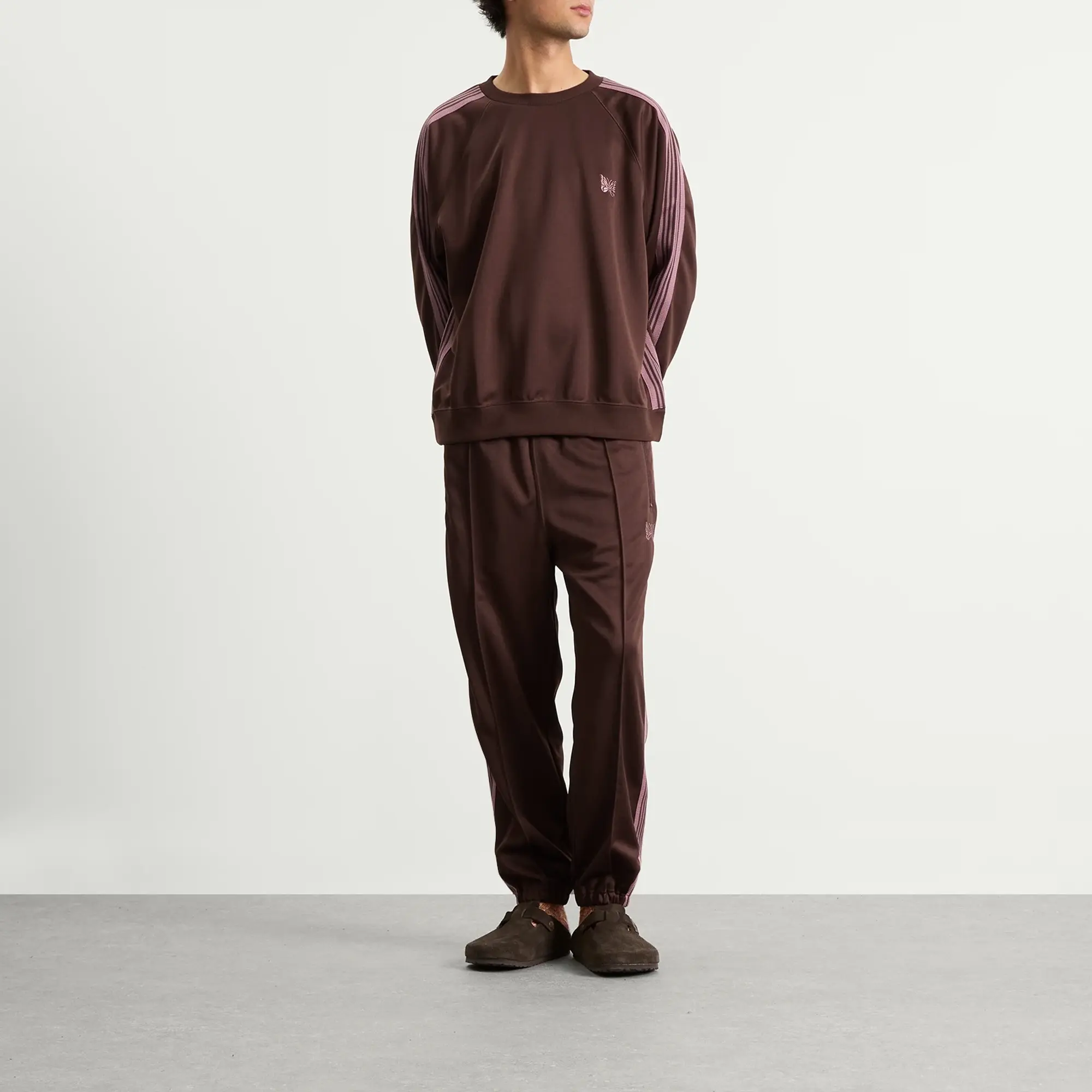 Needles Men's Poly Smooth Crew Neck Sweatshirt Brown