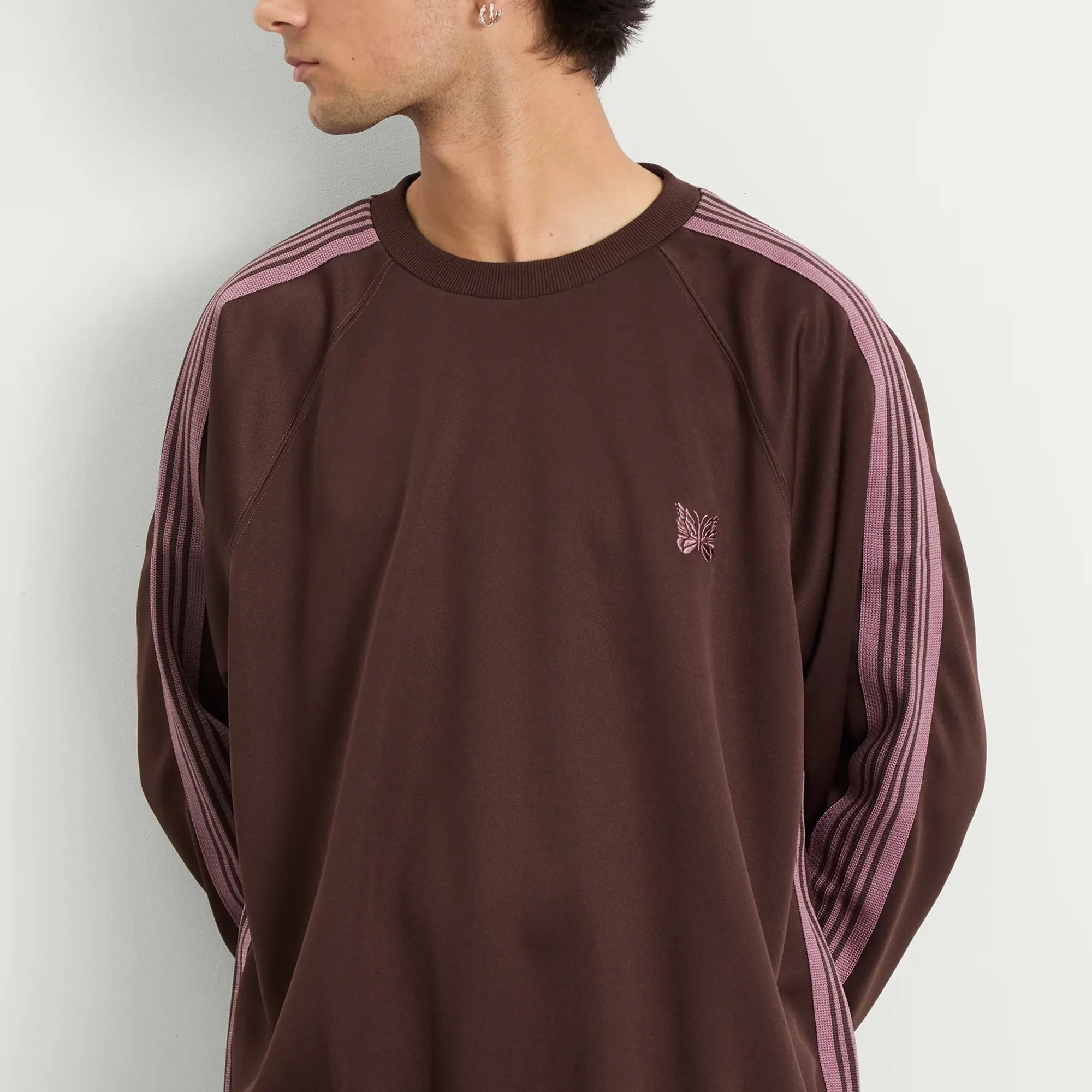 Needles Men's Poly Smooth Crew Neck Sweatshirt Brown