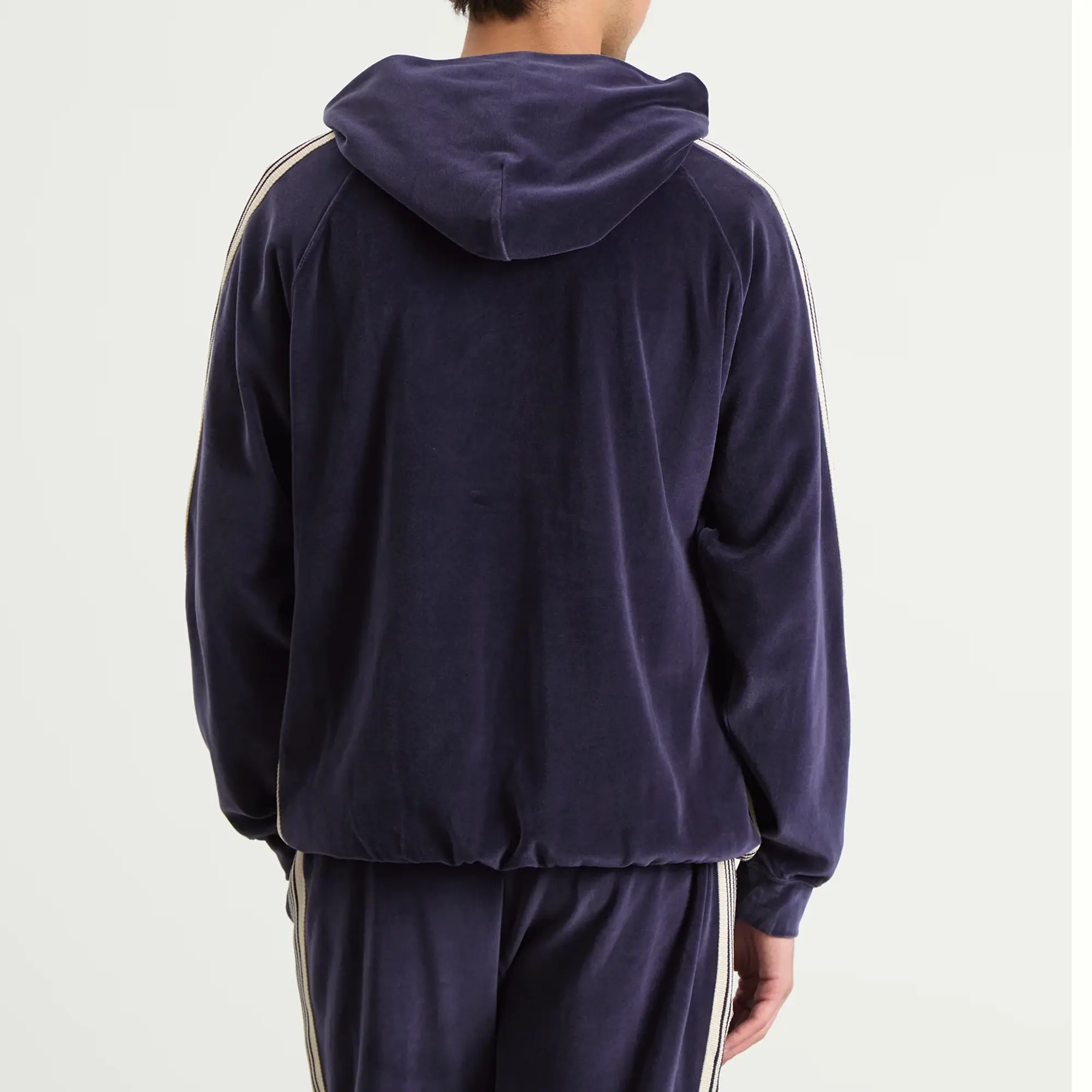 Needles Men's Velour Track Hoodie Navy