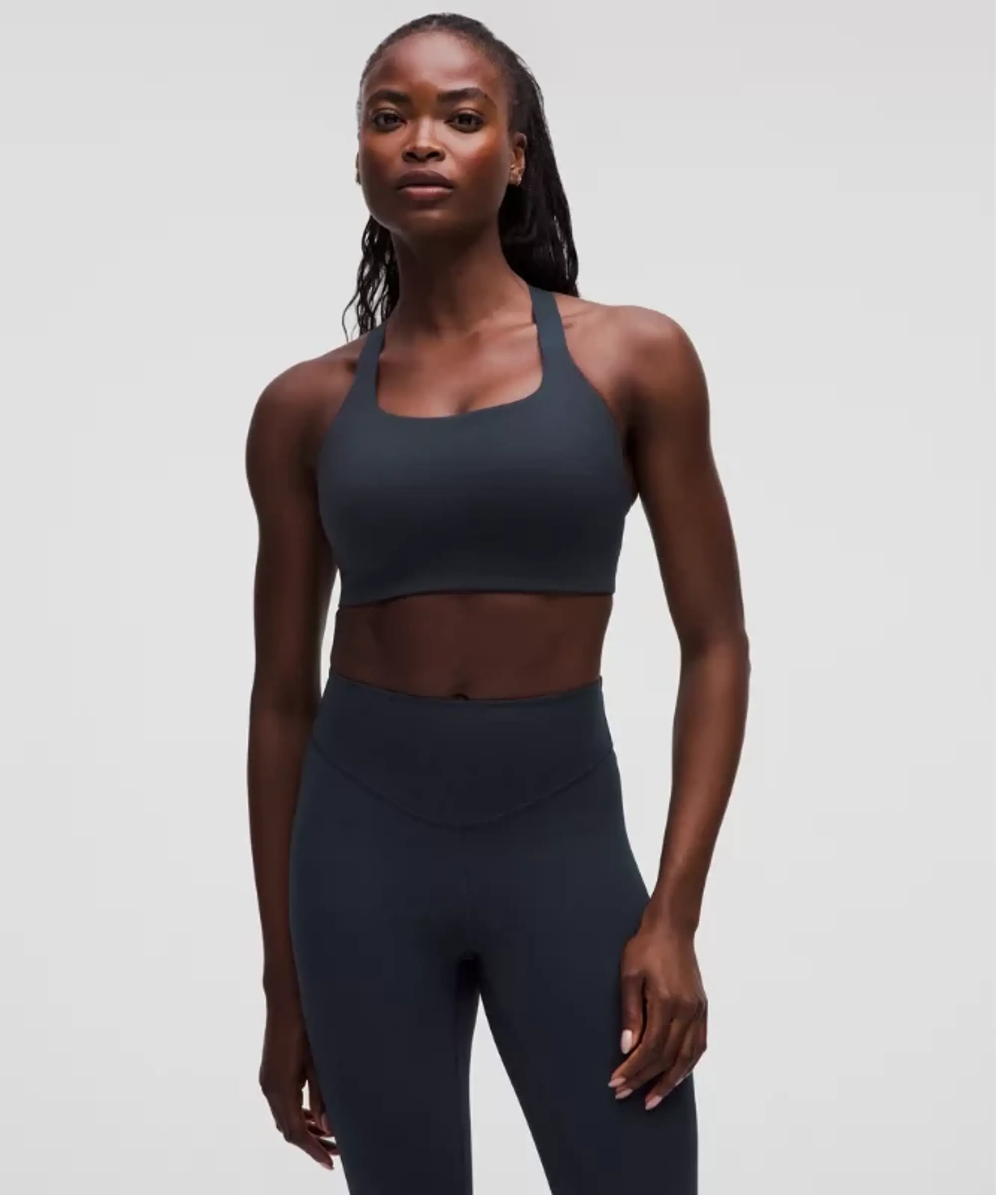 lululemon – Women's Ultralu Square-Neck Workout Sports Bra Medium Support, D/DD Cup – Color Blue – Size 14