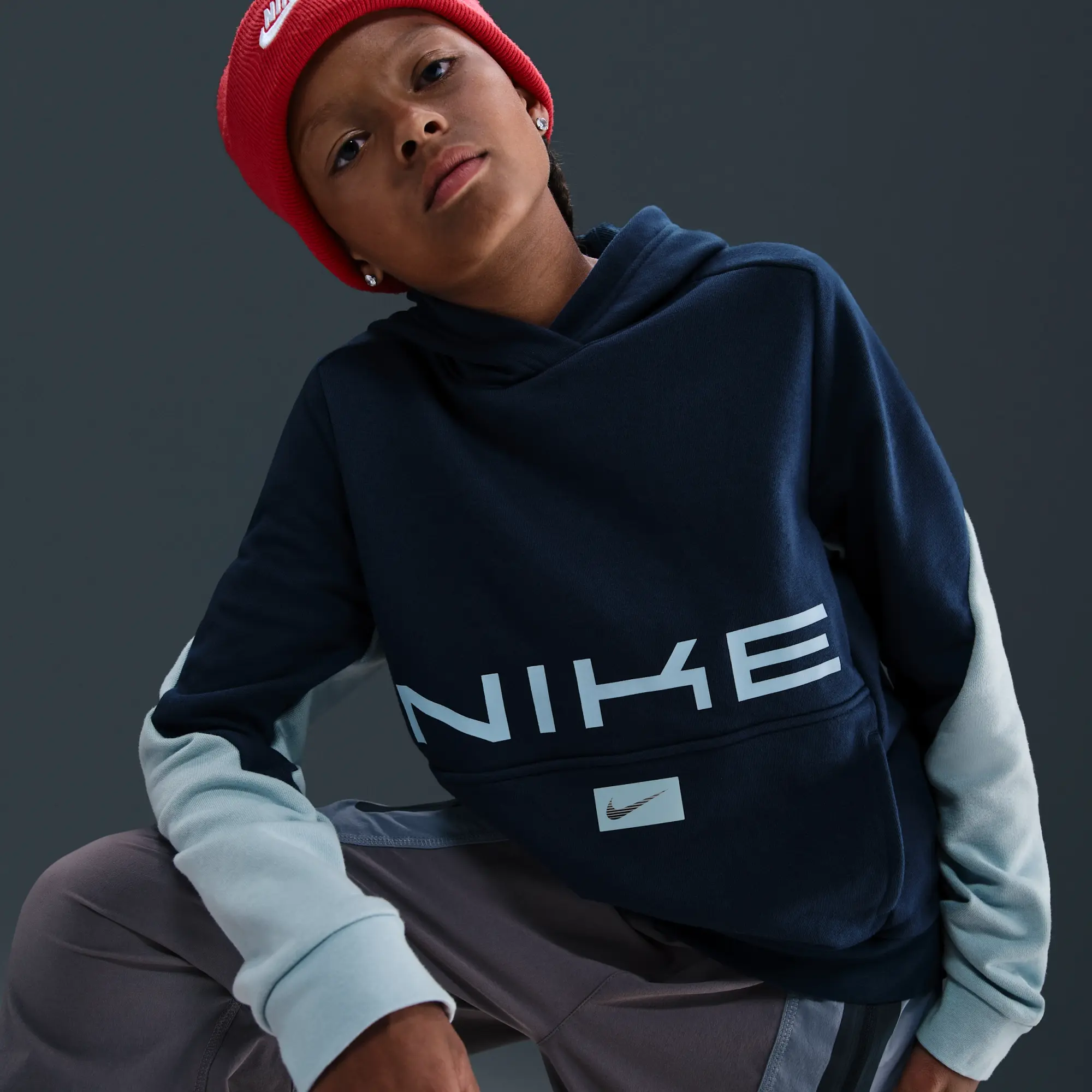 Nike Multi Older Kids' Dri-FIT Fleece Pullover Hoodie - Blue - Fleece