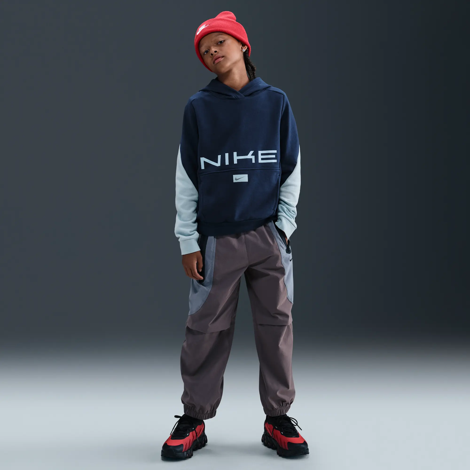 Nike Multi Older Kids' Dri-FIT Fleece Pullover Hoodie - Blue - Fleece