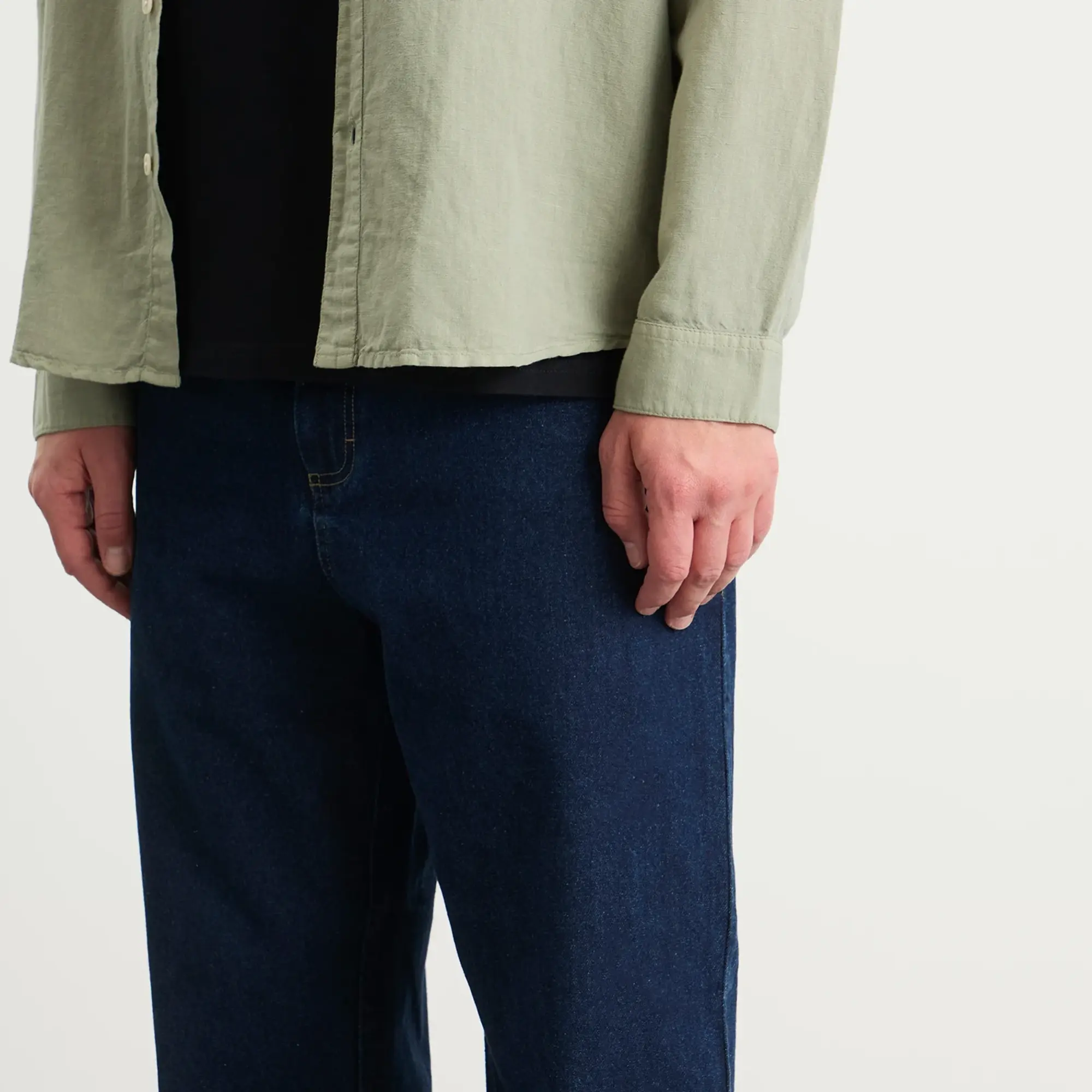 Folk Men's Barrel Leg Jean Deep Denim