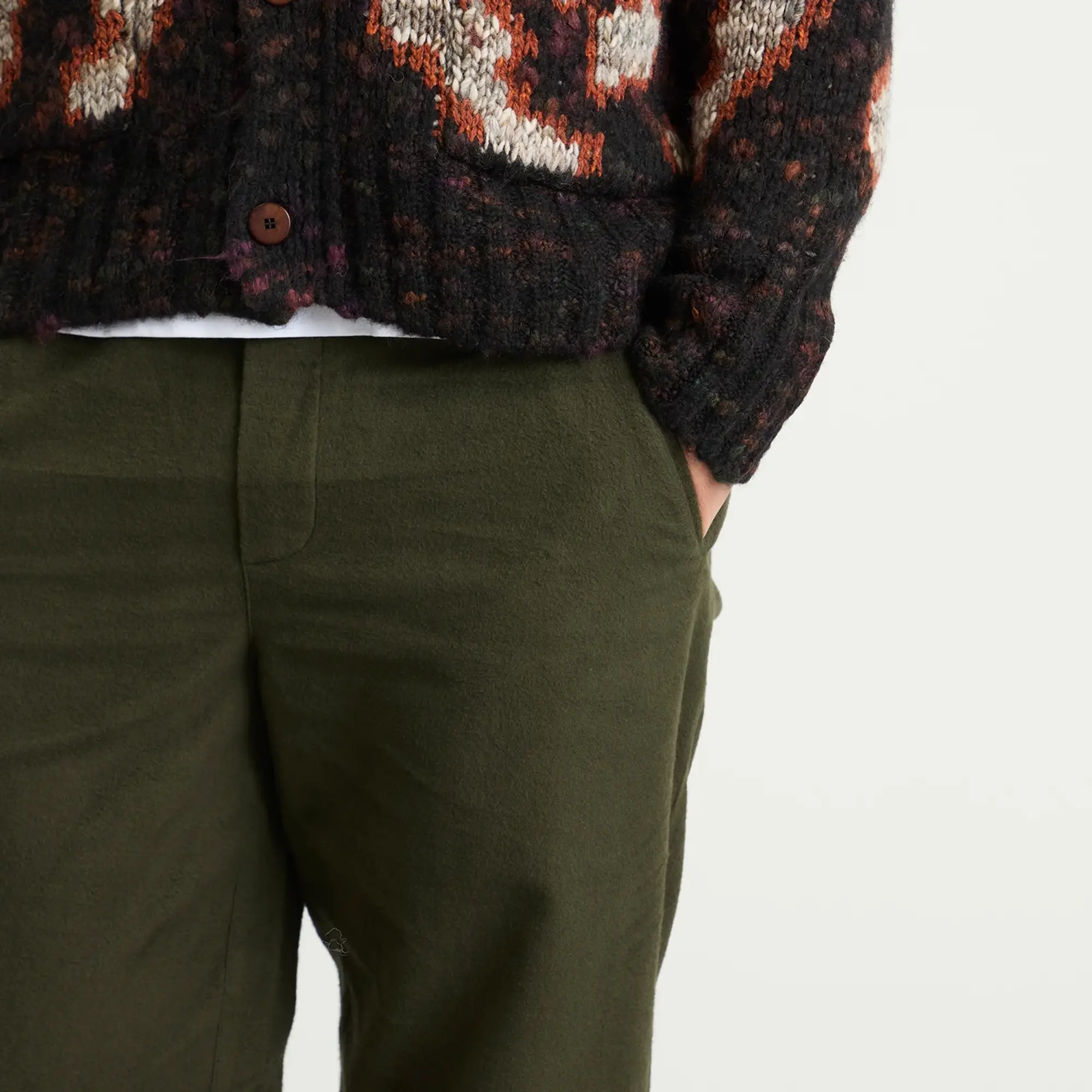 Folk Men's Drawcord Assembly Pant Dark Olive Moleskin