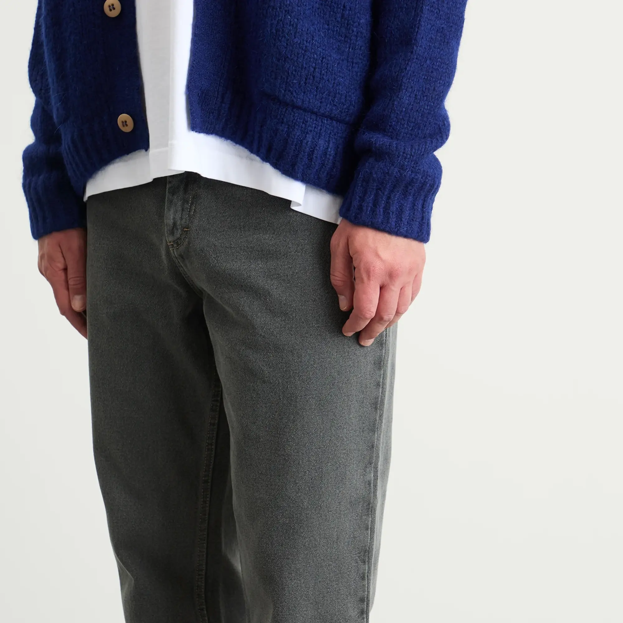 Folk Men's Barrel Leg Jean Smoke Grey Denim
