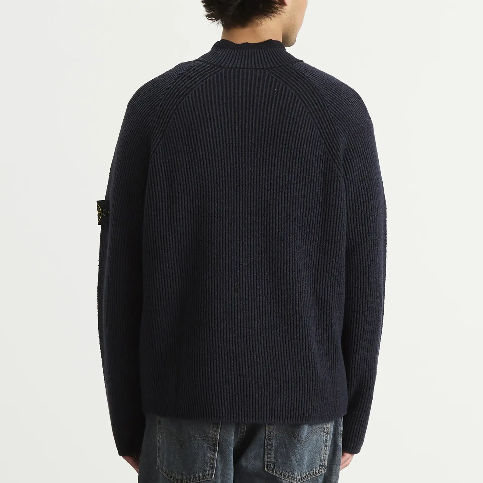 Stone Island Men's Full Rib Half Zip Jumper Navy Blue