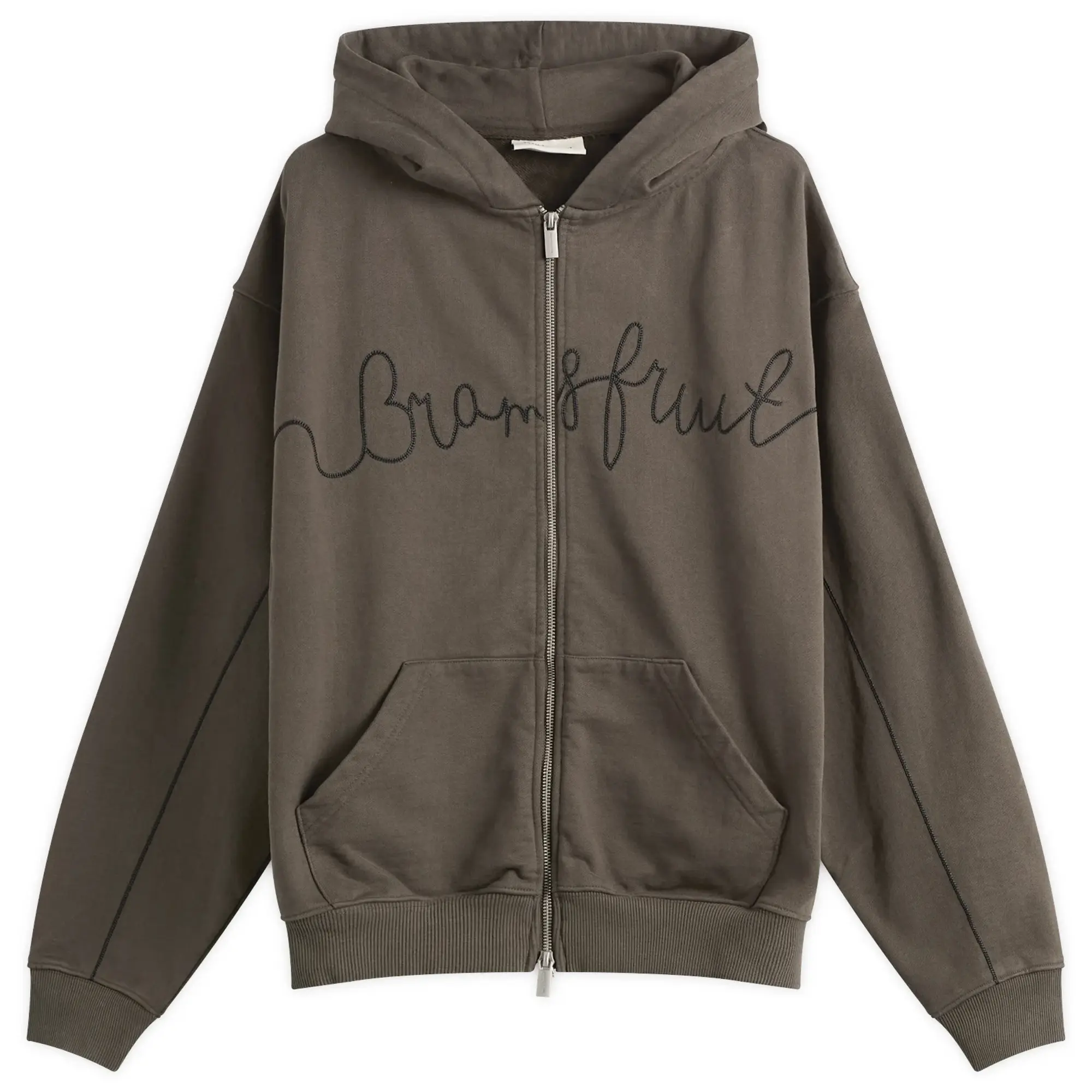 Bram's Fruit Men's Garden Hose Chain Stitch Zip Hoodie Solid Charcoal