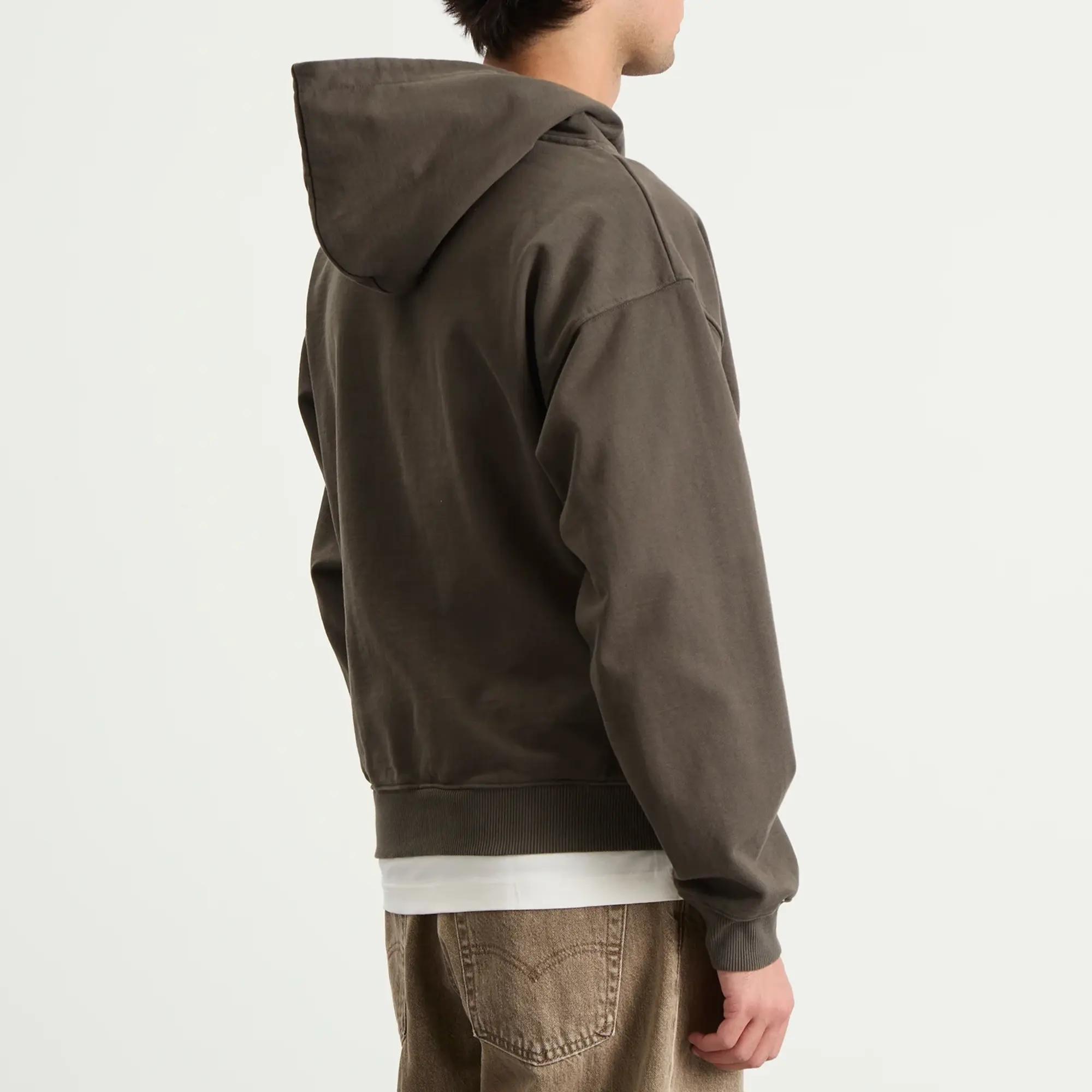 Bram's Fruit Men's Garden Hose Chain Stitch Zip Hoodie Solid Charcoal