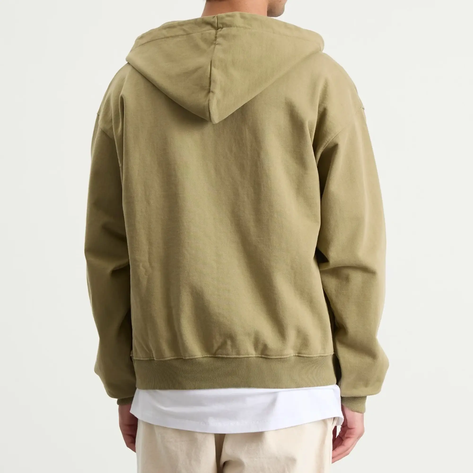 Bram's Fruit Men's Garden Hose Chain Stitch Zip Hoodie Solid Olive Green