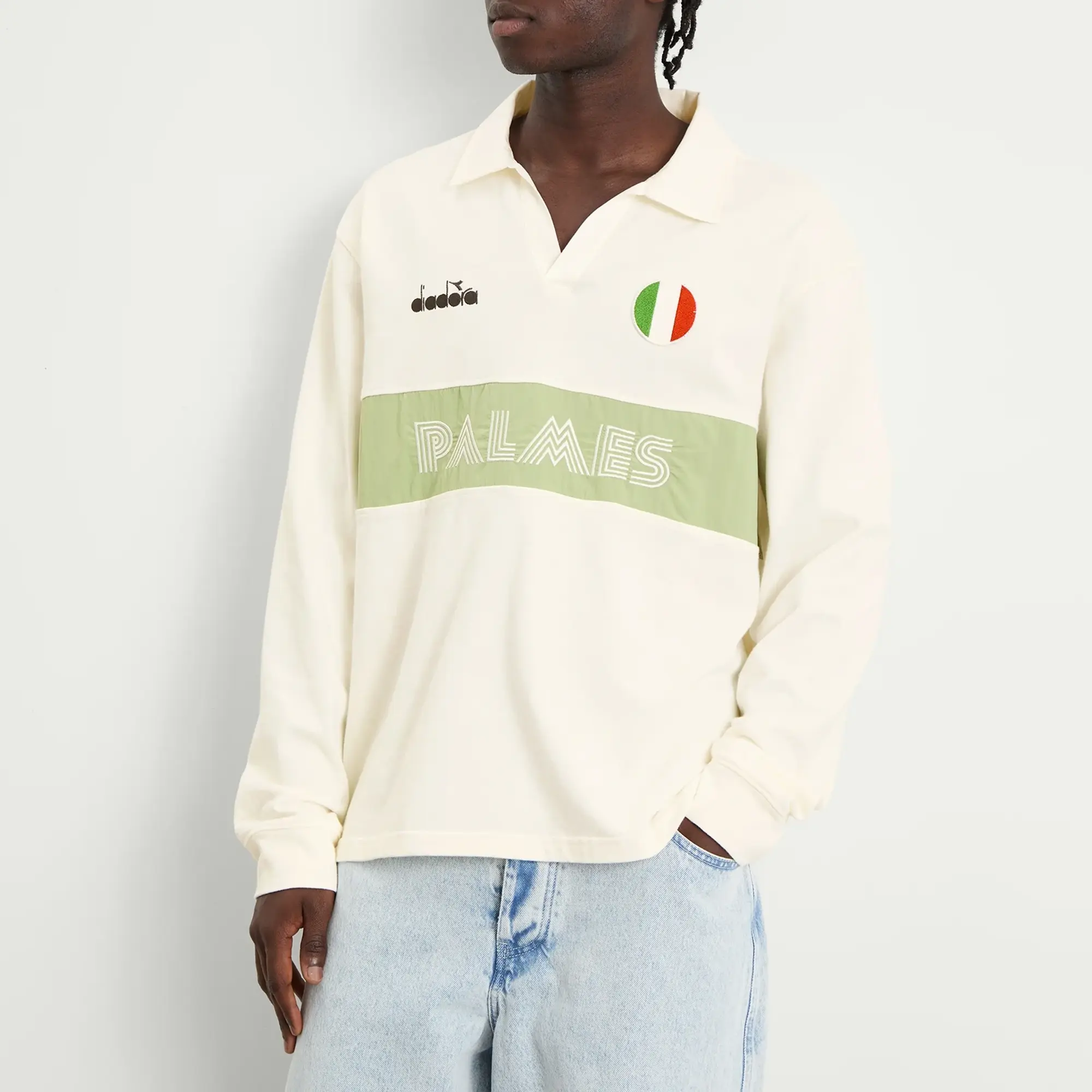 Diadora Men's Legacy Long Sleeve Polo Snow White