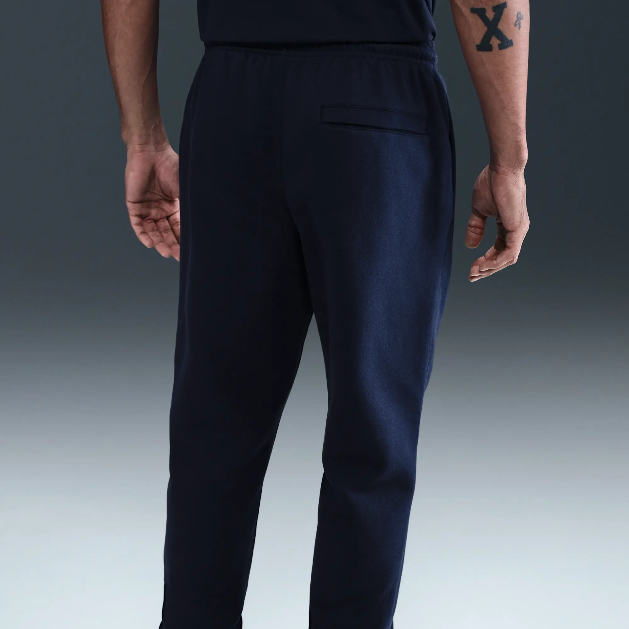 Nike Club Men's Cuffed Brushed Fleece Trousers - Blue - Cotton/Polyester