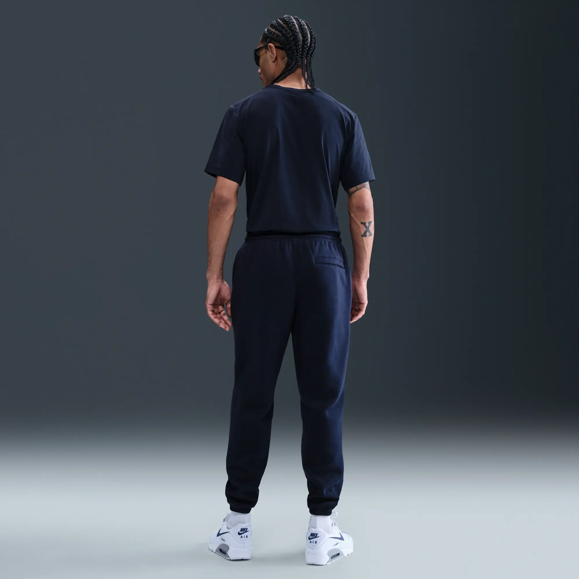 Nike Club Men's Cuffed Brushed Fleece Trousers - Blue - Cotton/Polyester