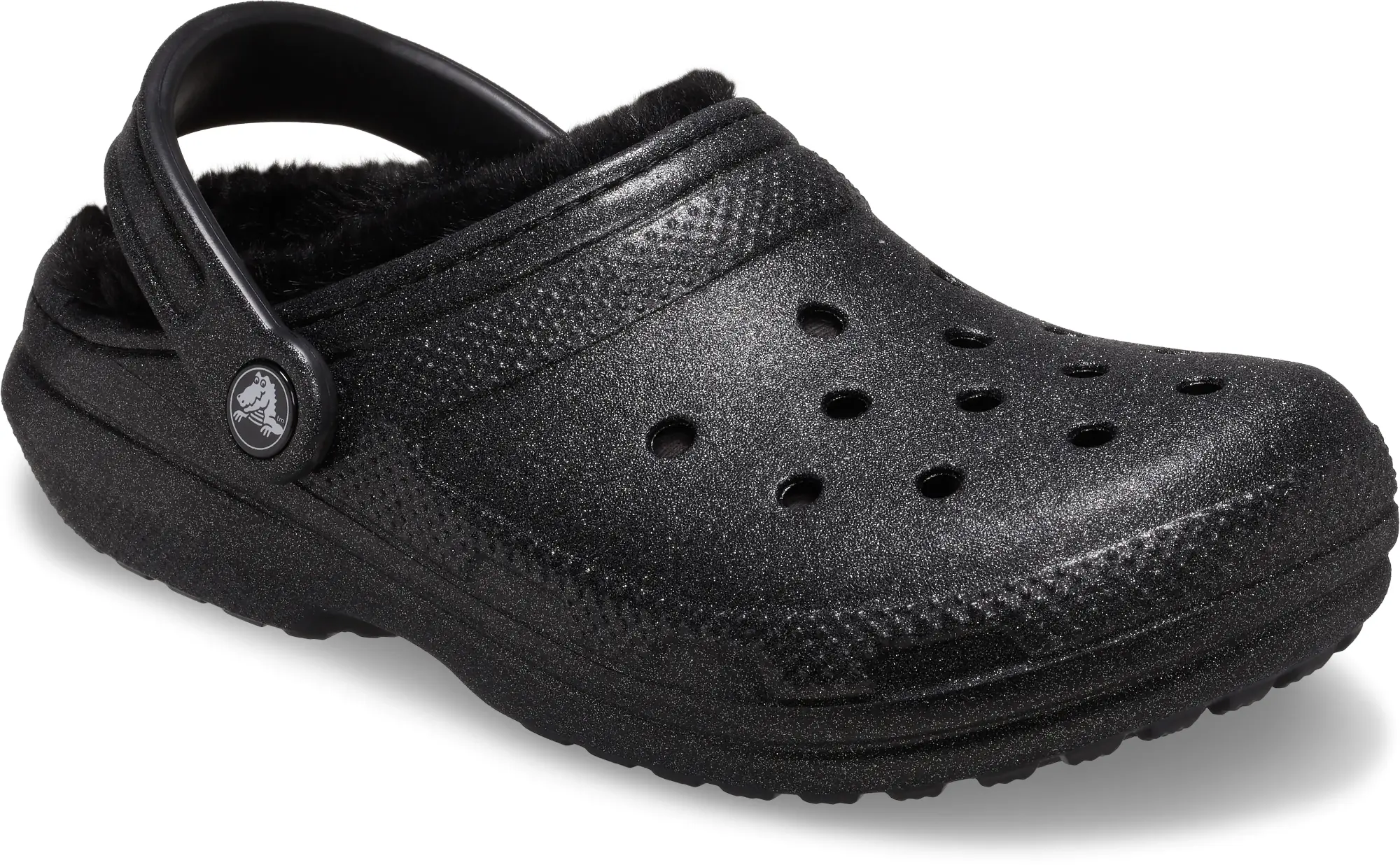 Crocs | Unisex | Classic Fuzz Lined Glitter | Clogs | Black | missing