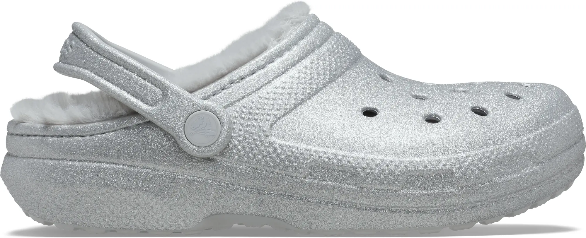 Crocs | Unisex | Classic Fuzz Lined Glitter | Clogs | Silver | missing