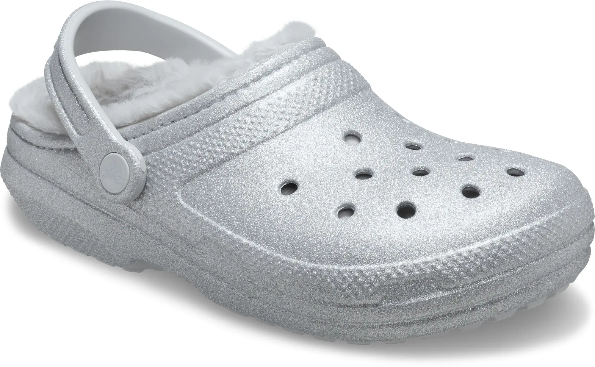 Crocs | Unisex | Classic Fuzz Lined Glitter | Clogs | Silver | missing