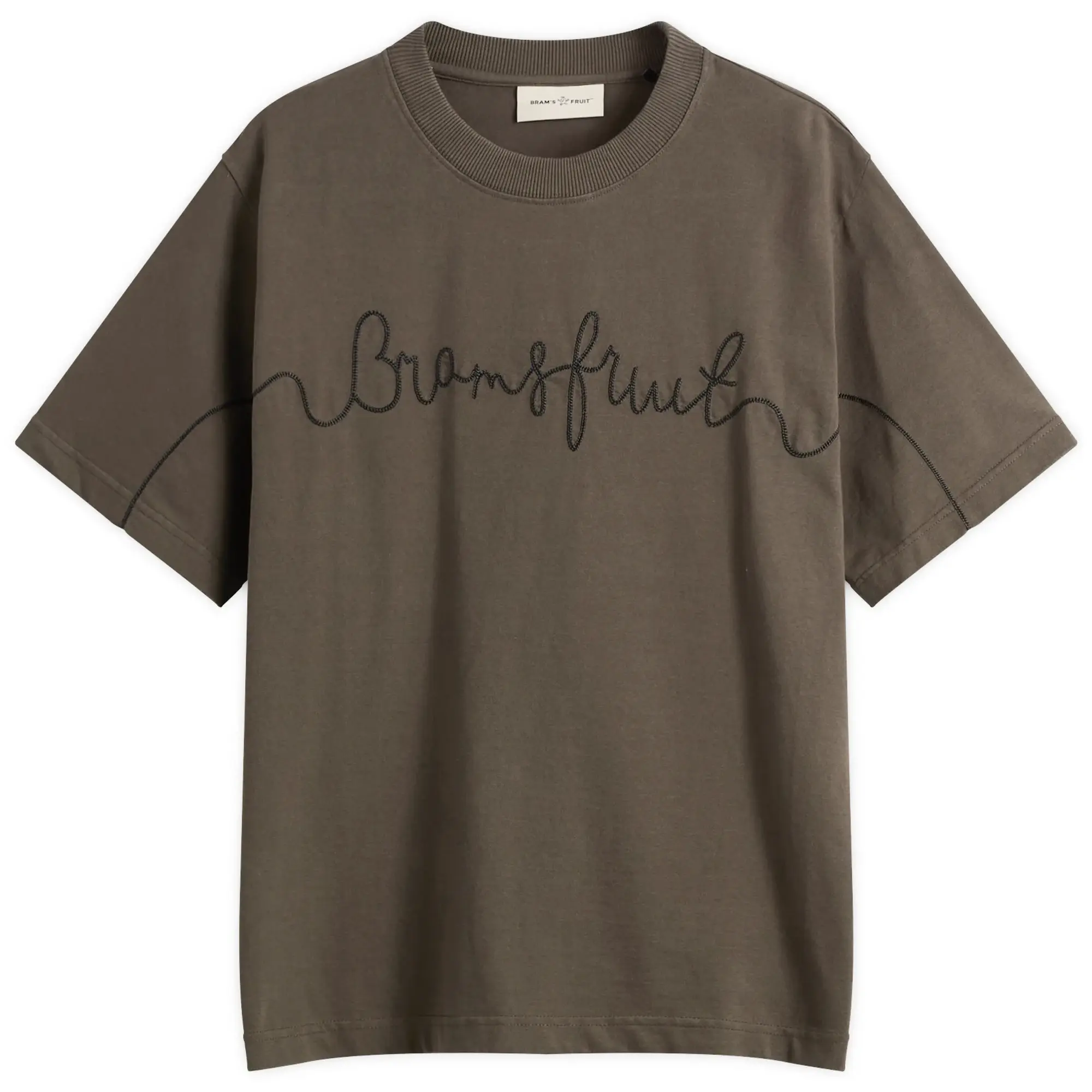 Bram's Fruit Men's Garden Hose Chain Stitch T-Shirt Solid Charcoal